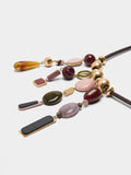 Collar De Cordón Con Colgantes Efecto Piedra