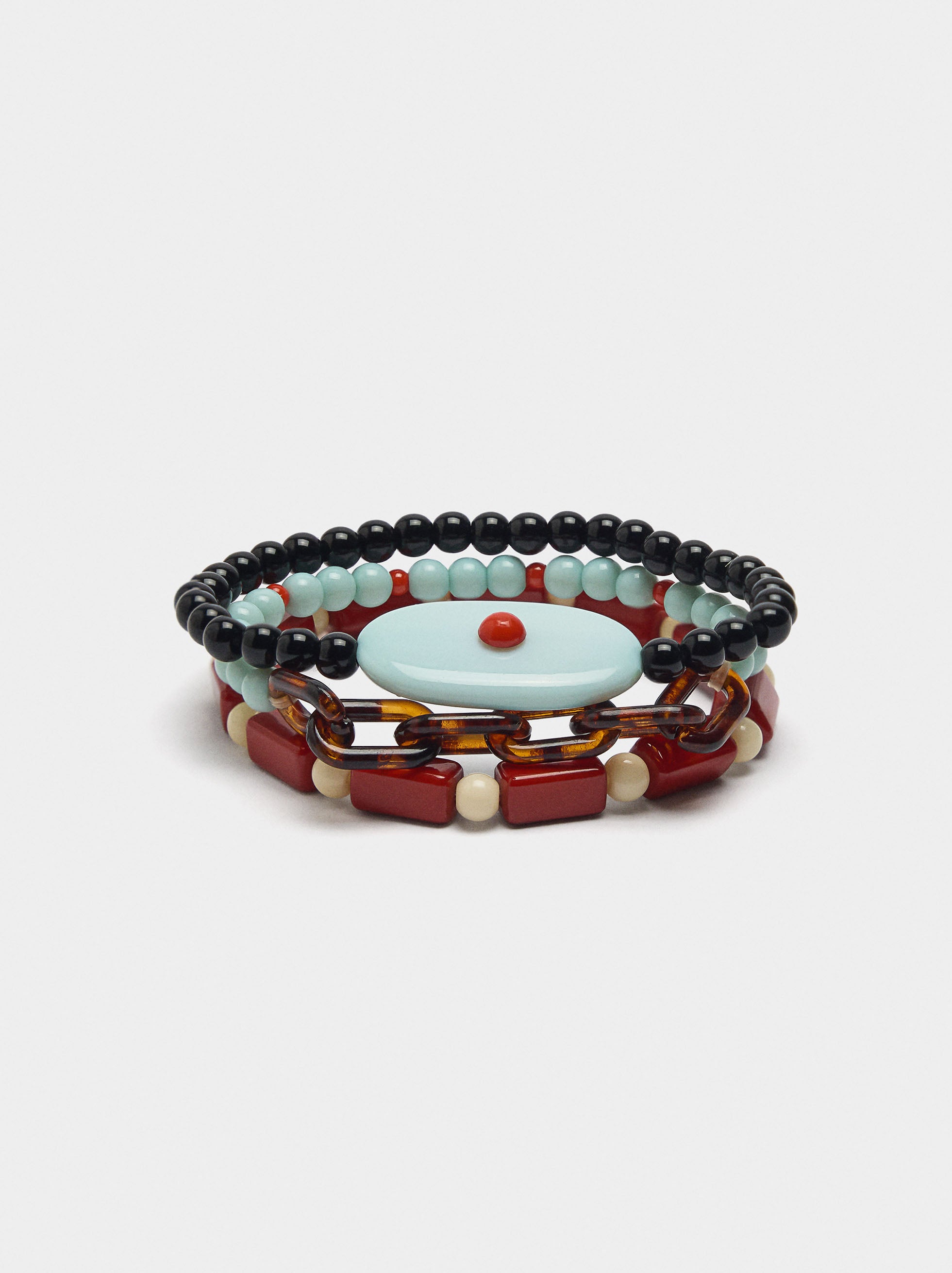 Set De Pulseras Multicolor Con Resina