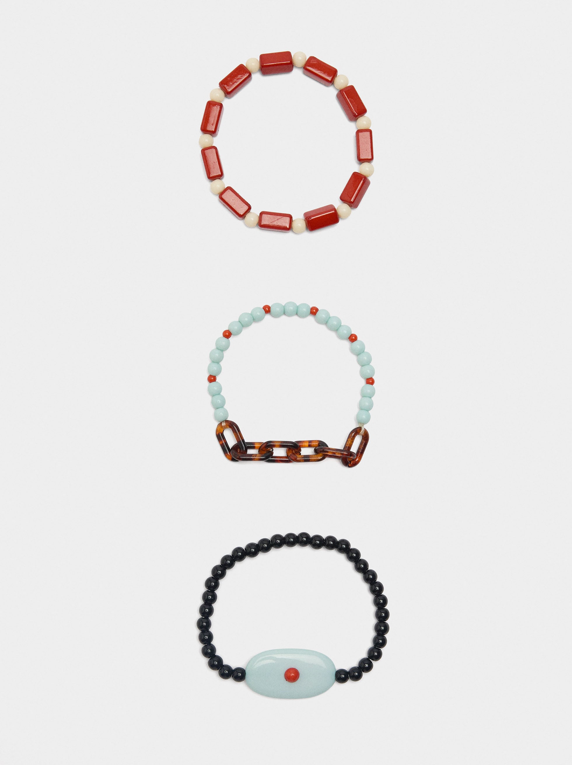 Set De Pulseras Multicolor Con Resina