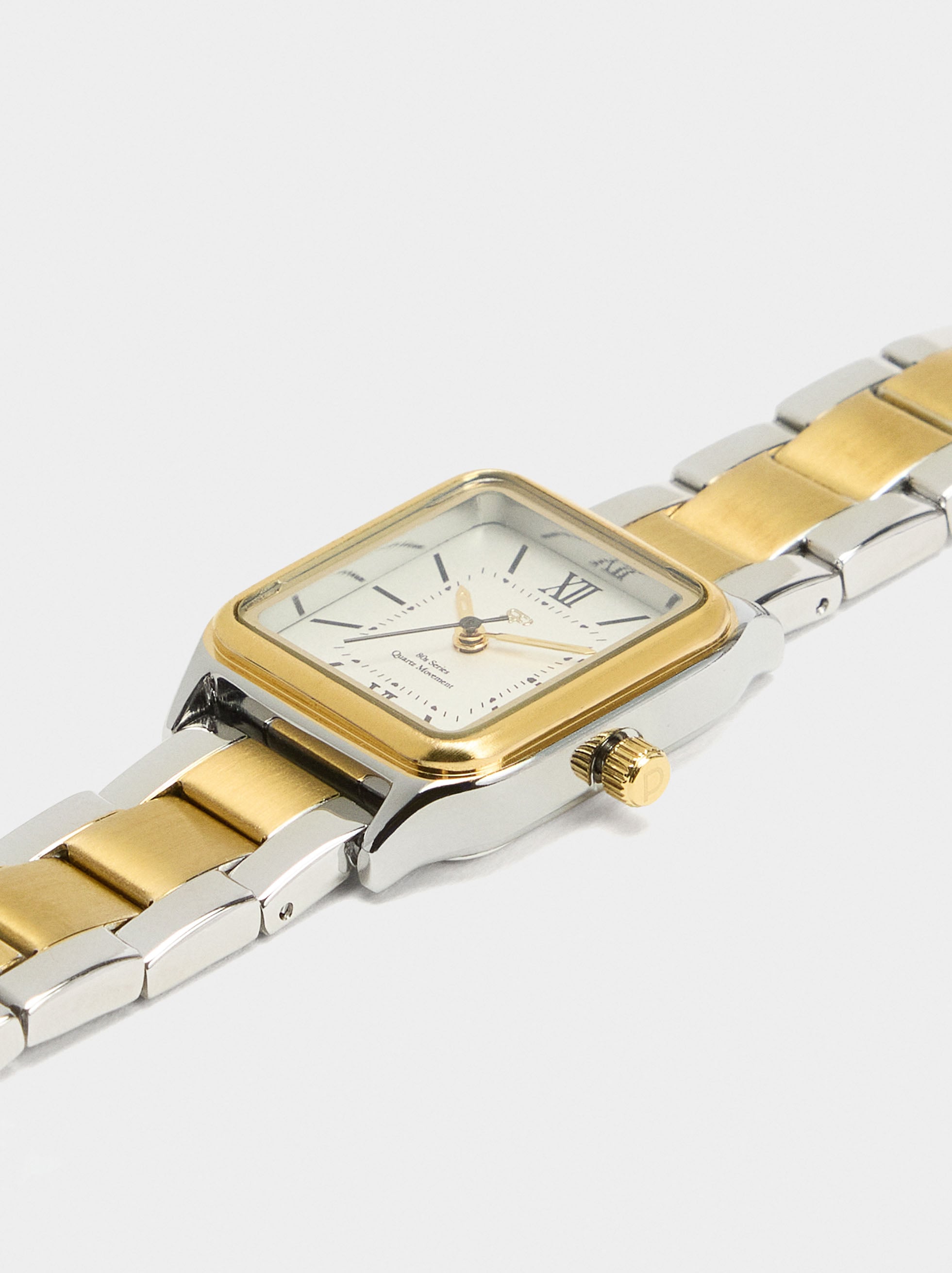 Reloj Bicolor Con Pulsera De Acero Inoxidable