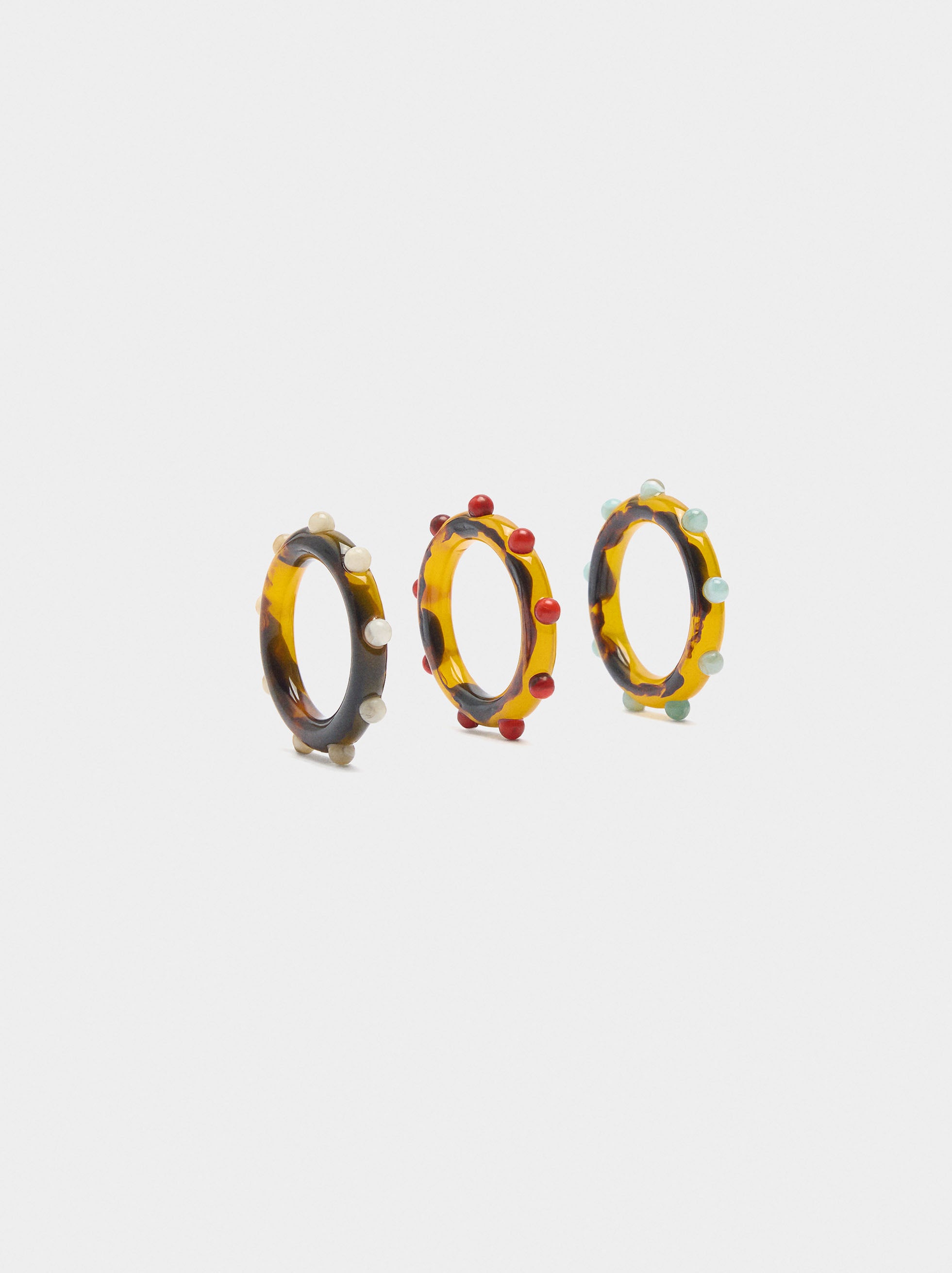 Set De Anillos Efecto Carey