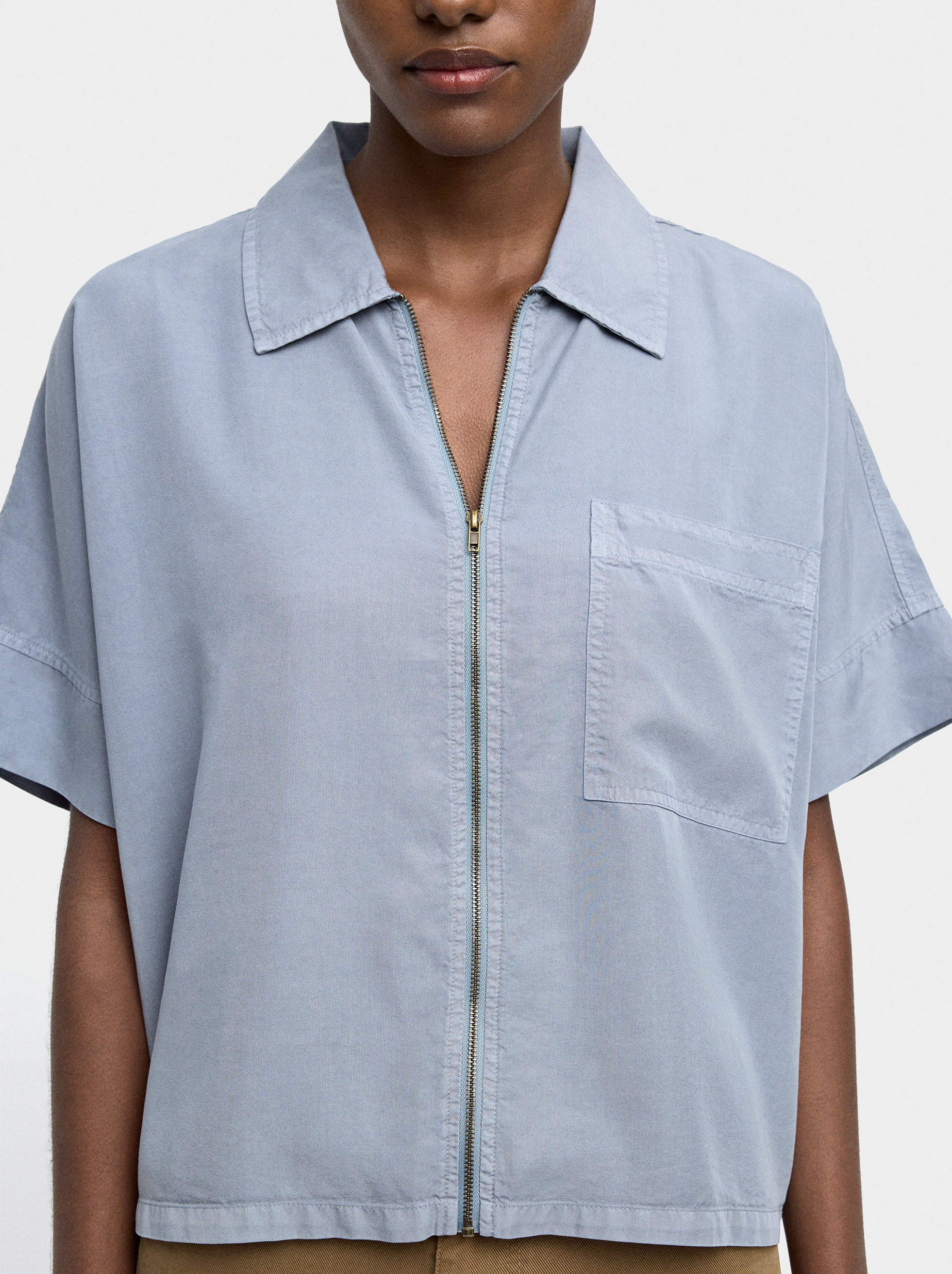 Camisa Con Cremallera 100% Lyocell