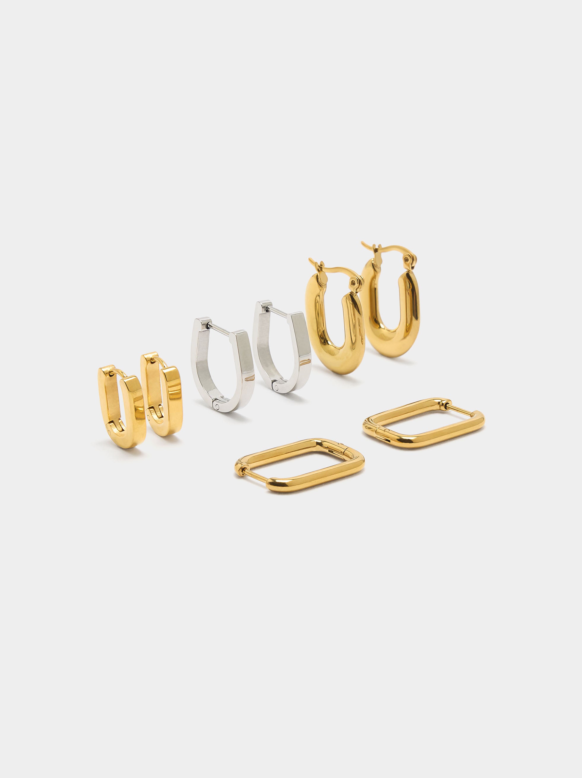 Set De Aros Bicolor - Acero Inoxidable