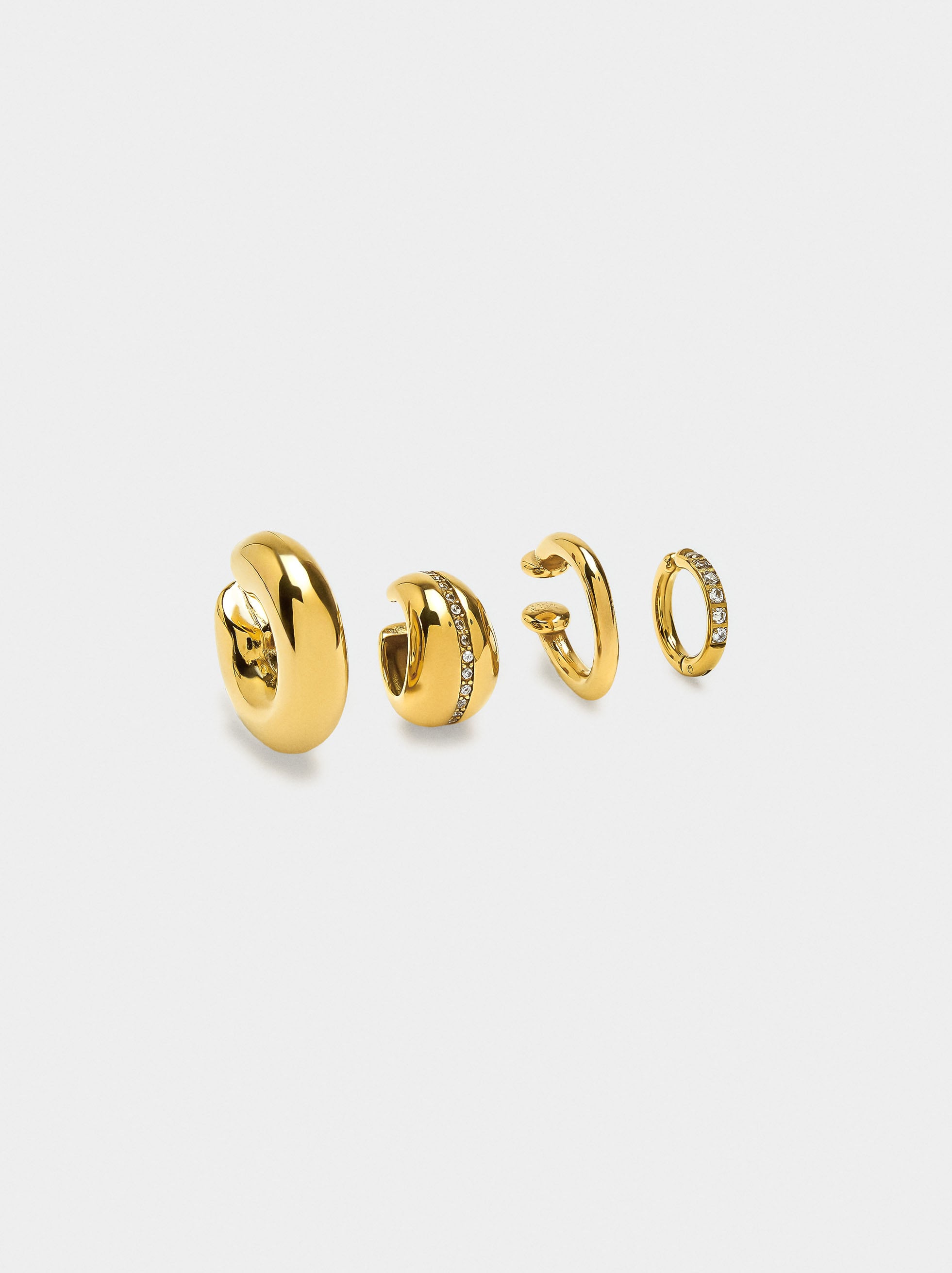 Set De Earcuffs Con Cristales - Acero Inoxidable
