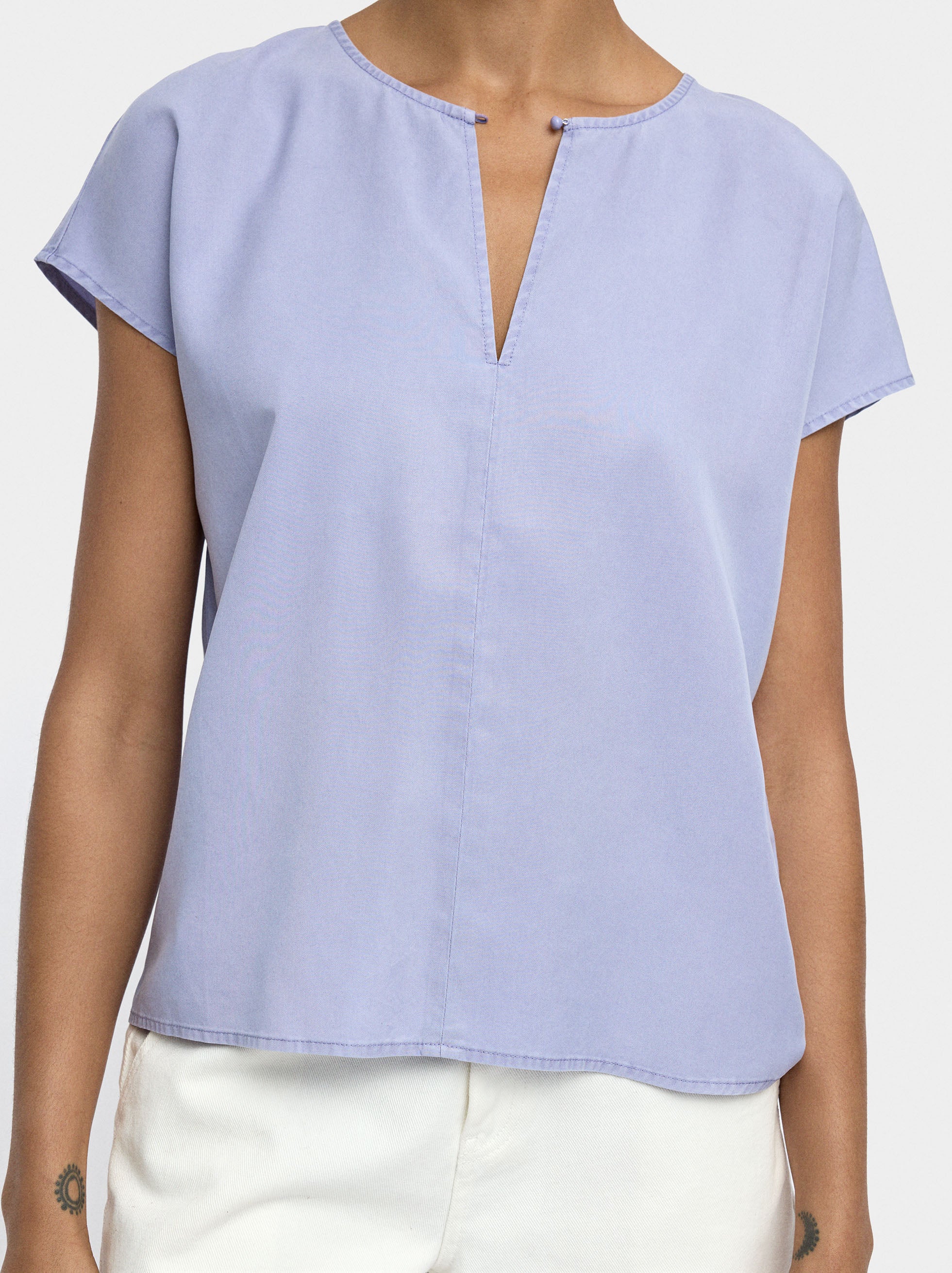 Blusa Con Pespunte 100% Lyocell