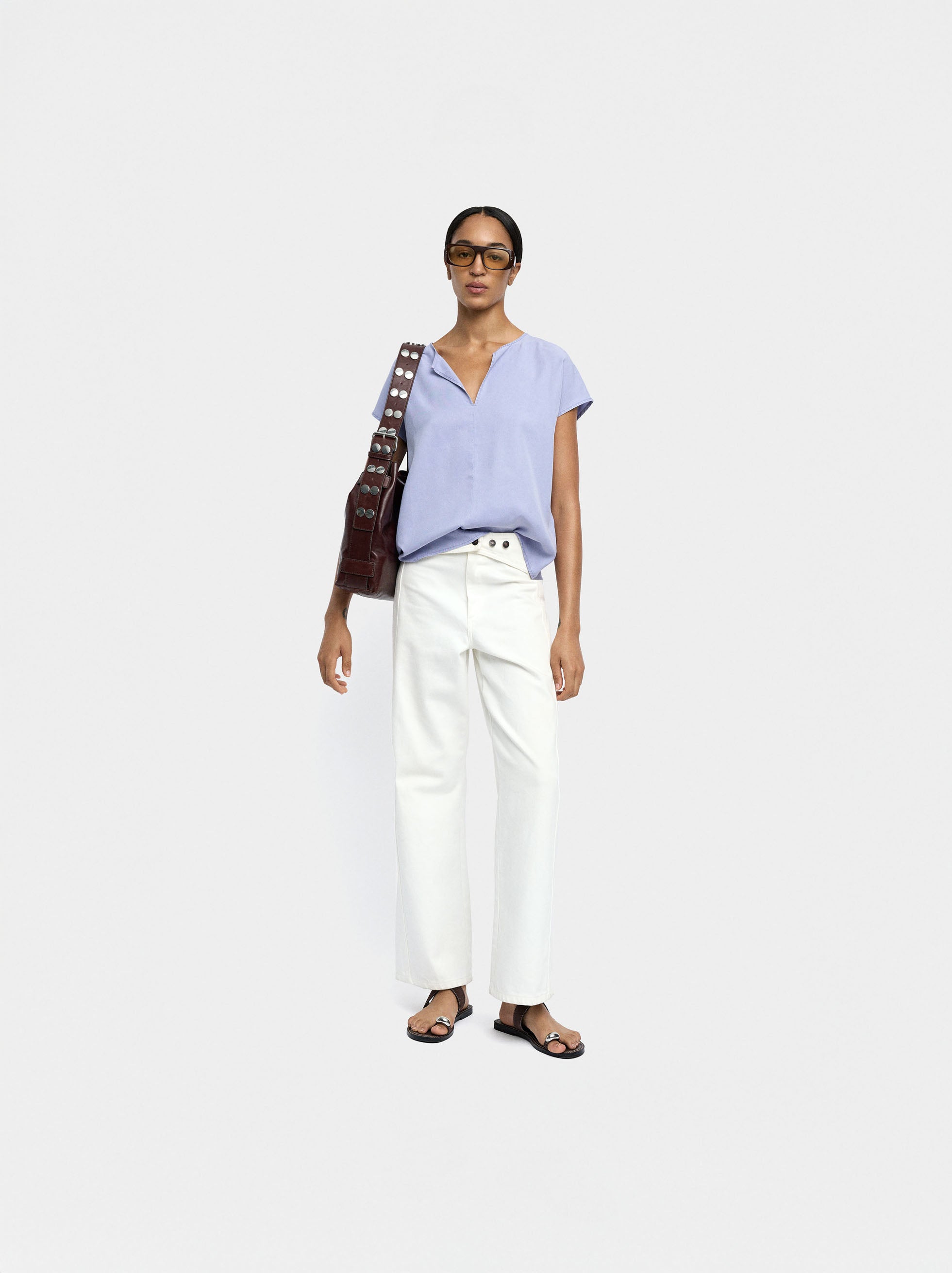 Blusa Con Pespunte 100% Lyocell