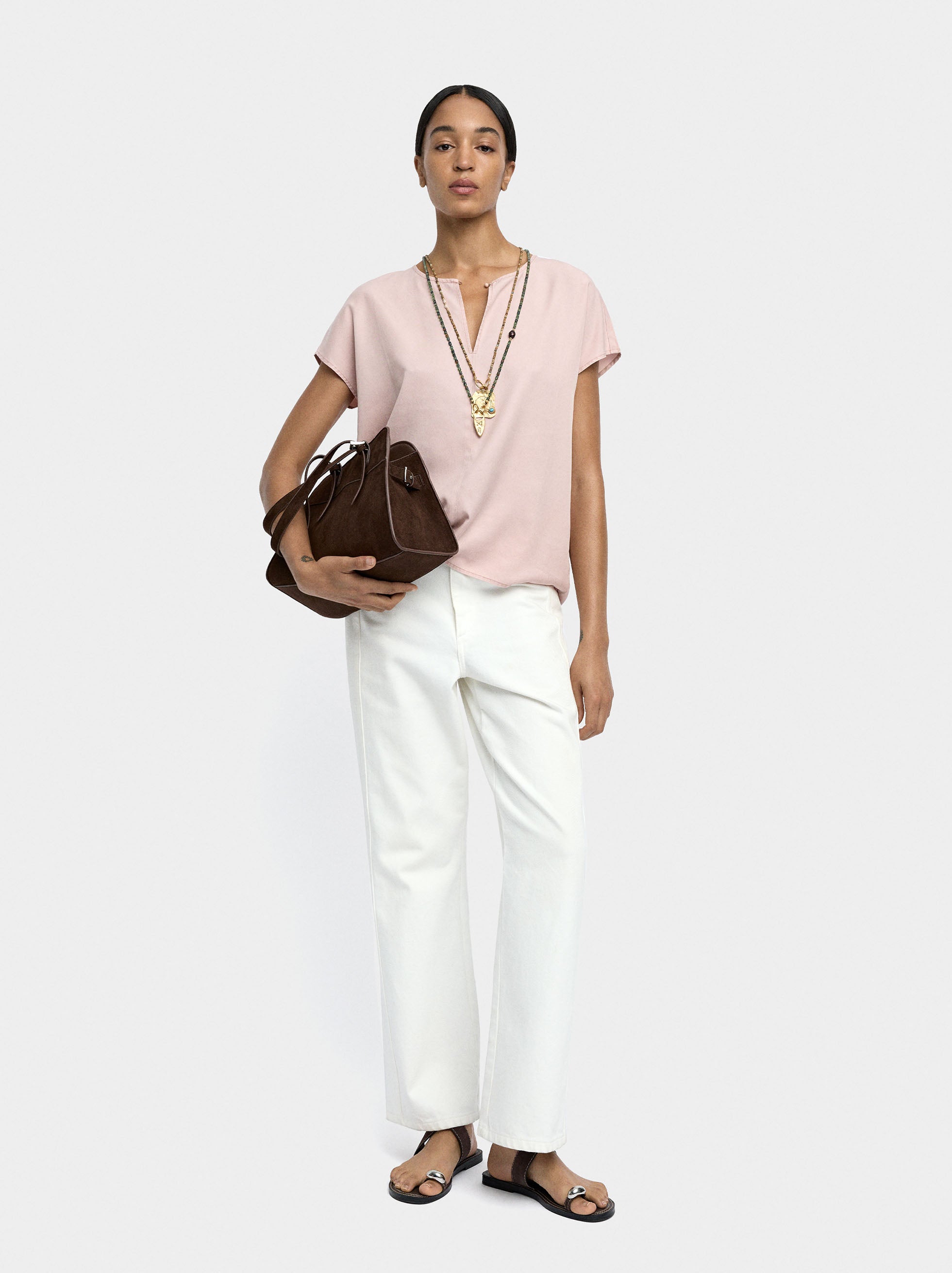 Blusa Con Pespunte 100% Lyocell