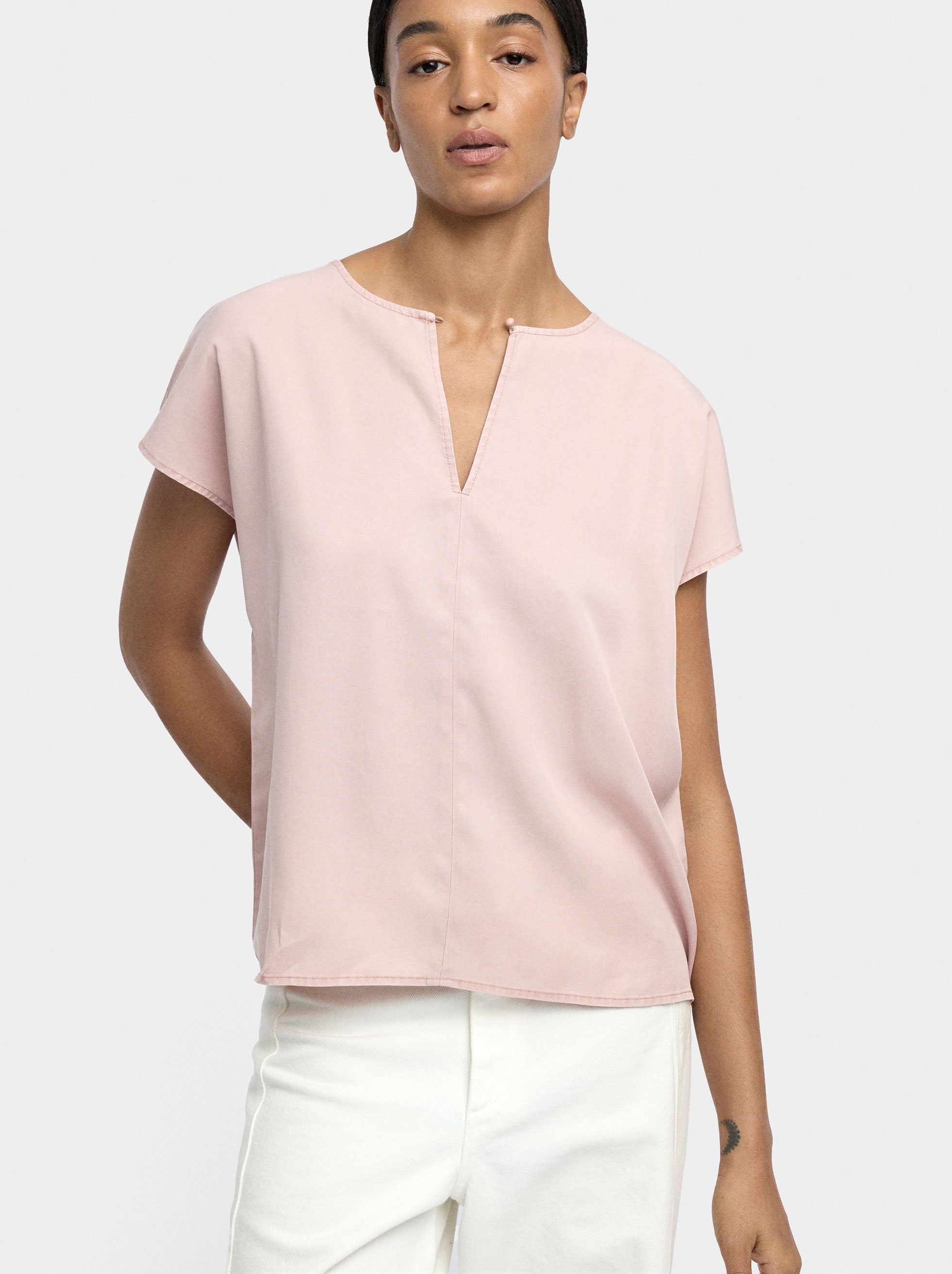 Blusa Con Pespunte 100% Lyocell