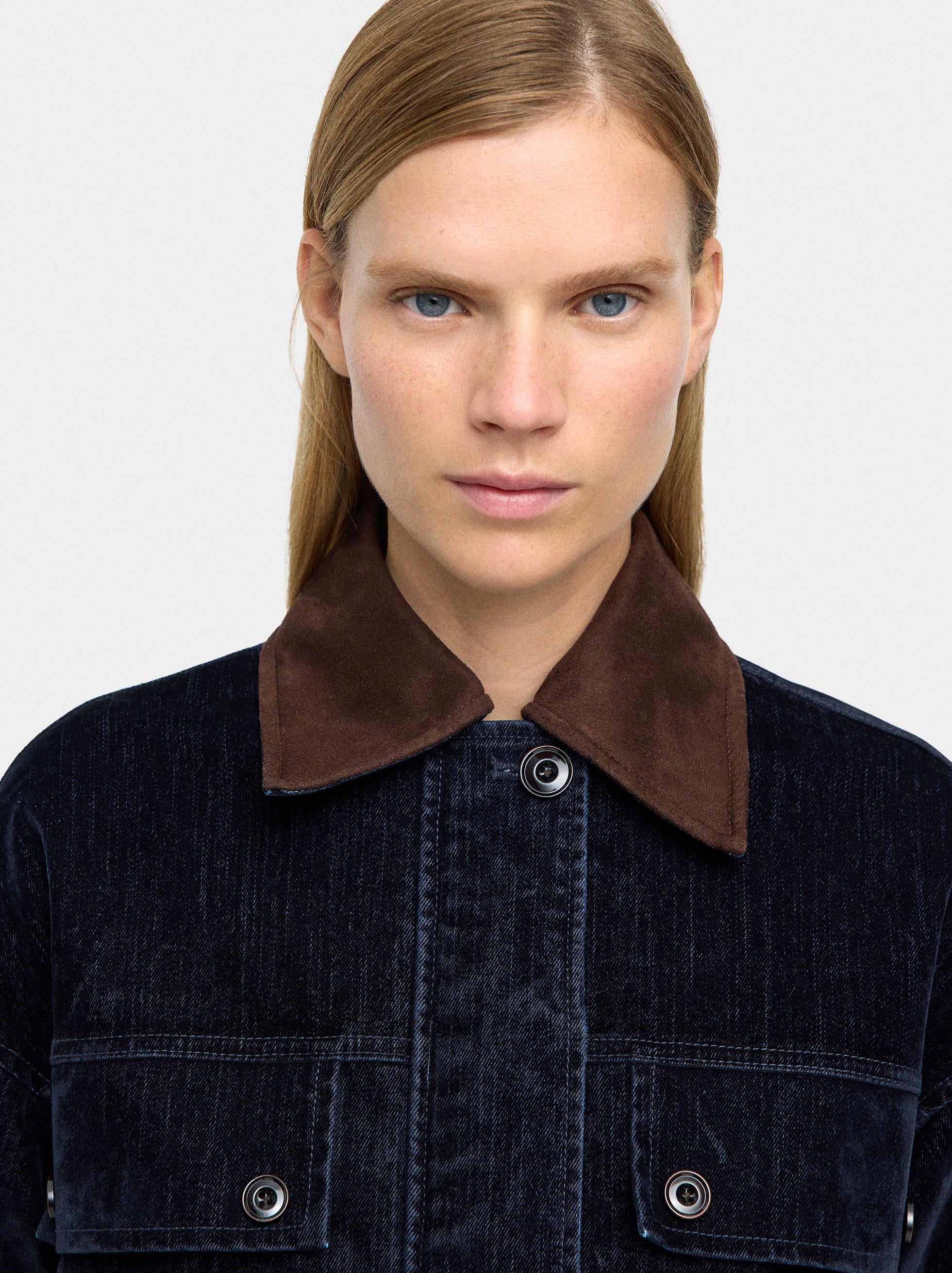 Chaqueta Denim Efecto Terciopelo
