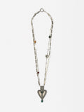 Collar Largo Colgante De Corazón Y Piedras