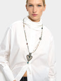 Collar Largo Colgante De Corazón Y Piedras