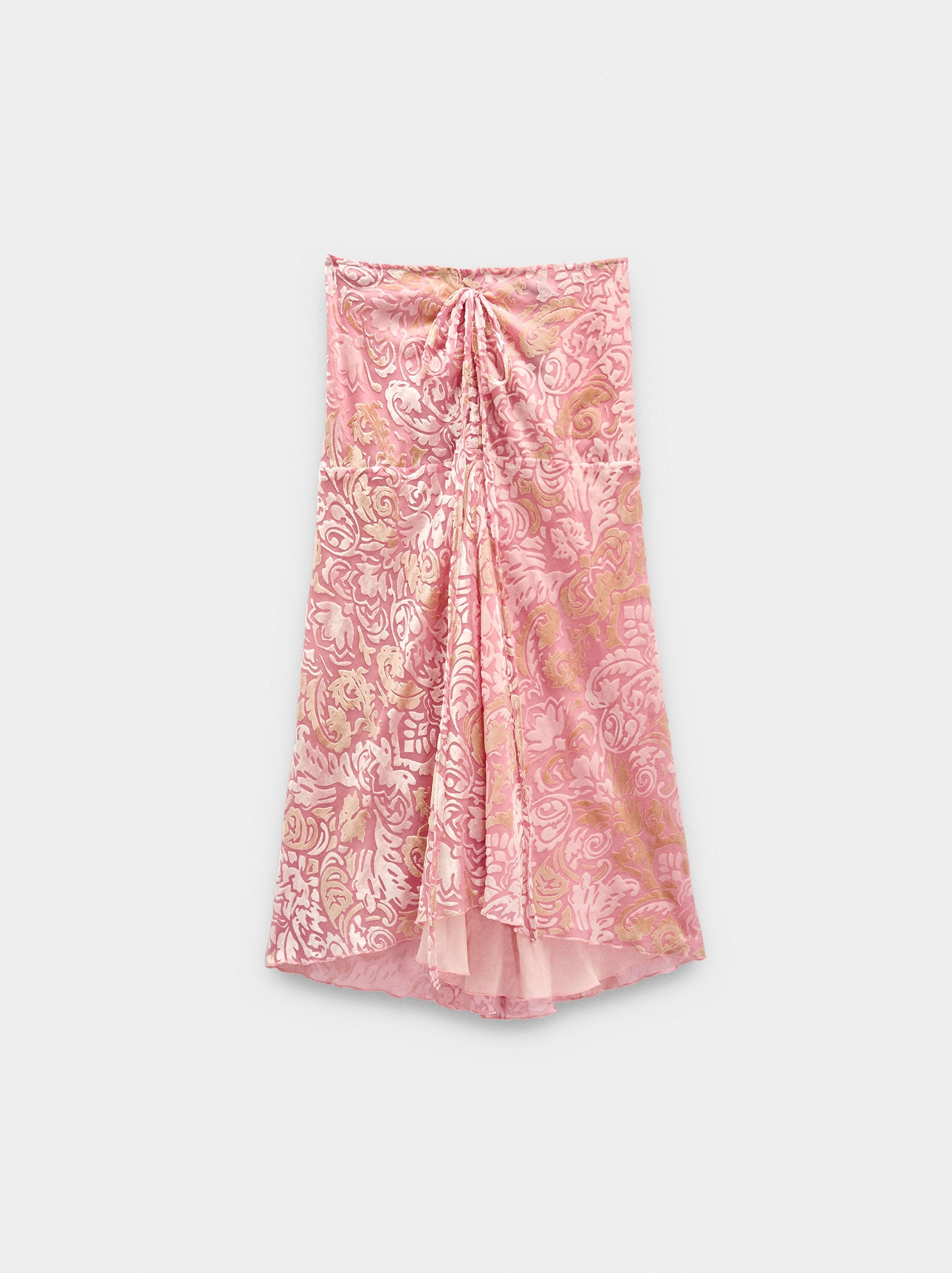 Falda Midi Jacquard De Hojas