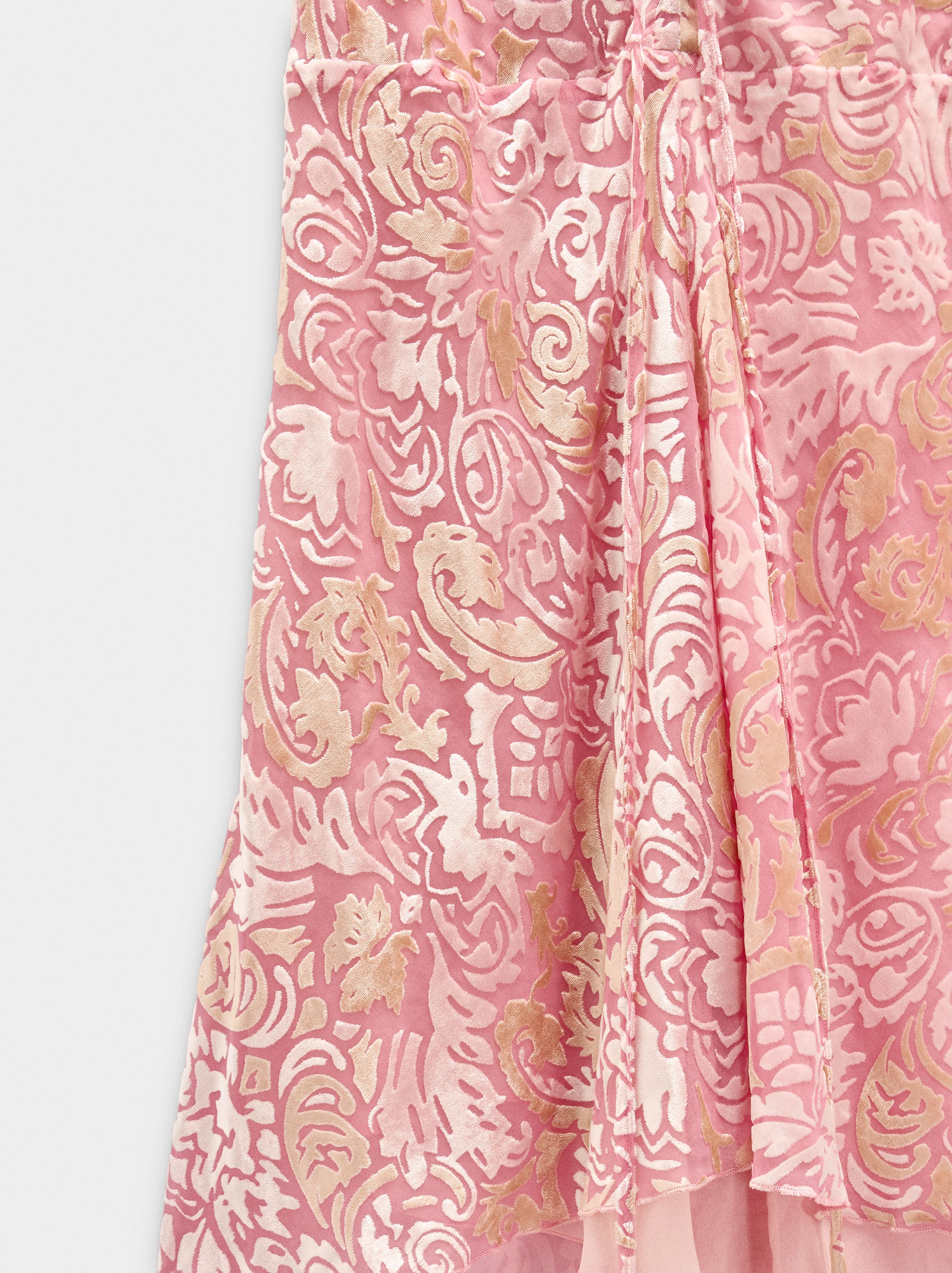 Falda Midi Jacquard De Hojas