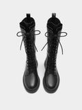 Botas Altas De Piel Con Cordones