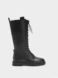 Botas Altas De Piel Con Cordones