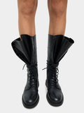 Botas Altas De Piel Con Cordones