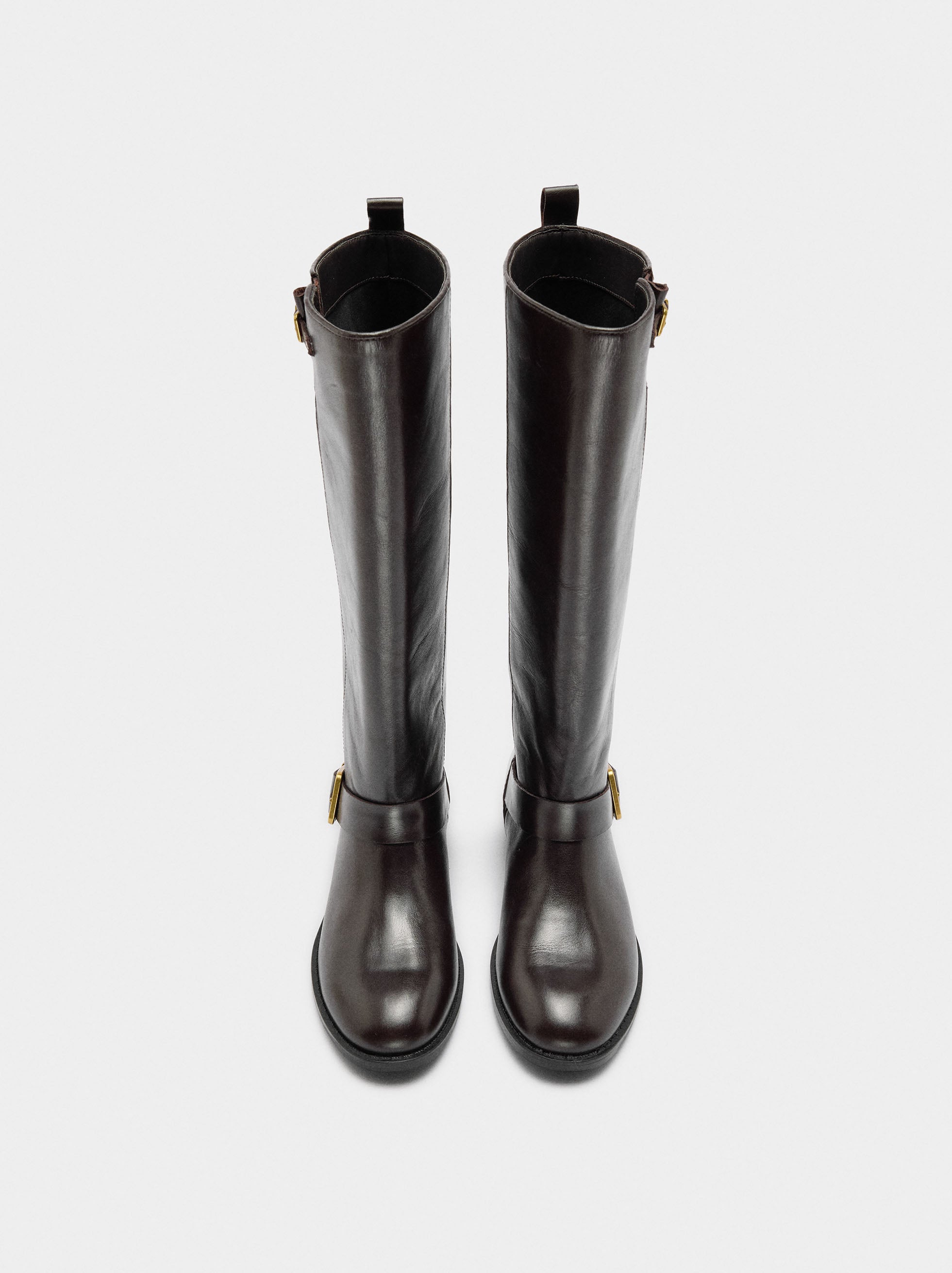 Botas Altas De Piel Con Hebillas