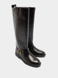 Botas Altas De Piel Con Hebillas
