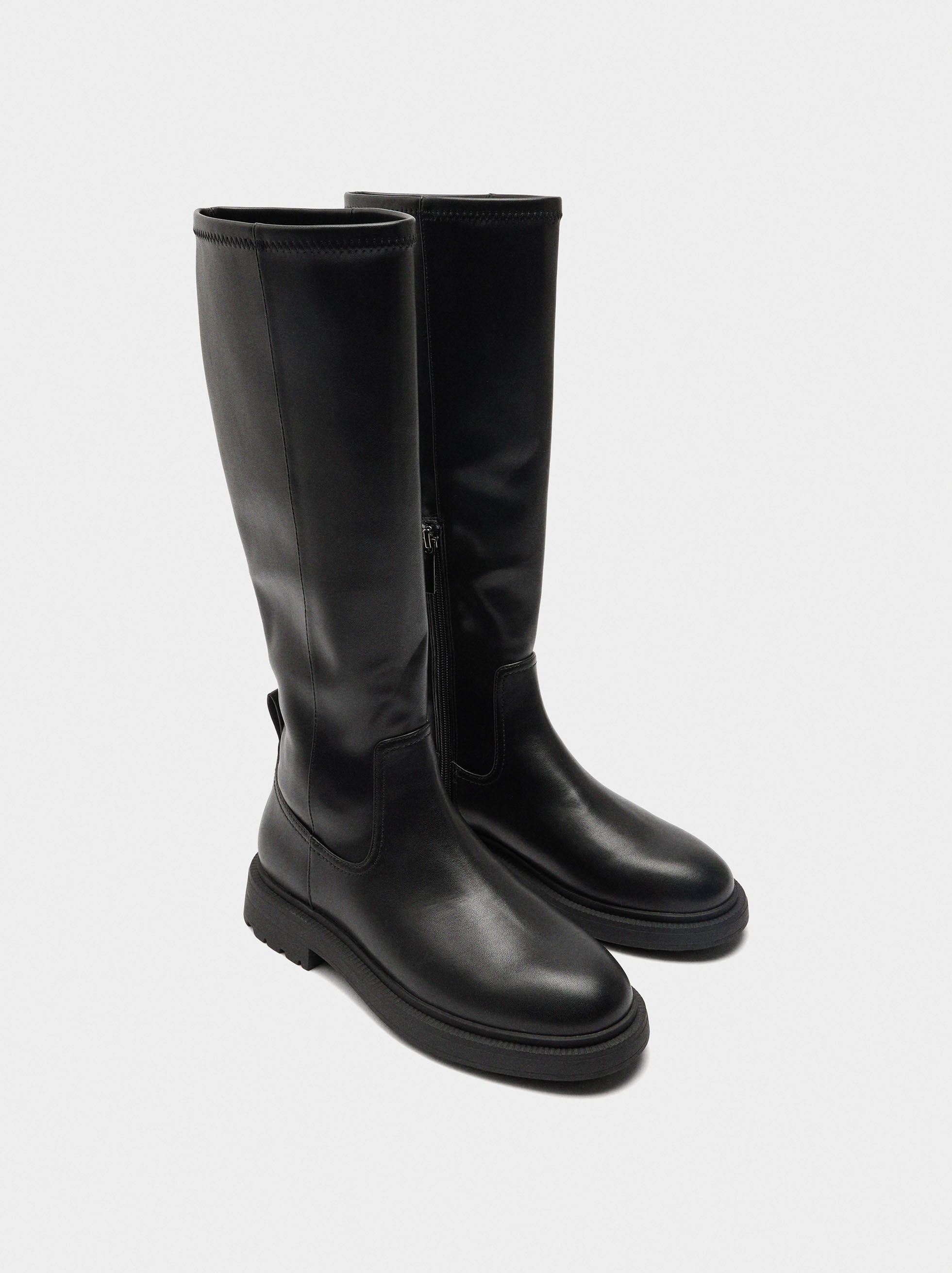 Botas Altas Con Tacón Bajo