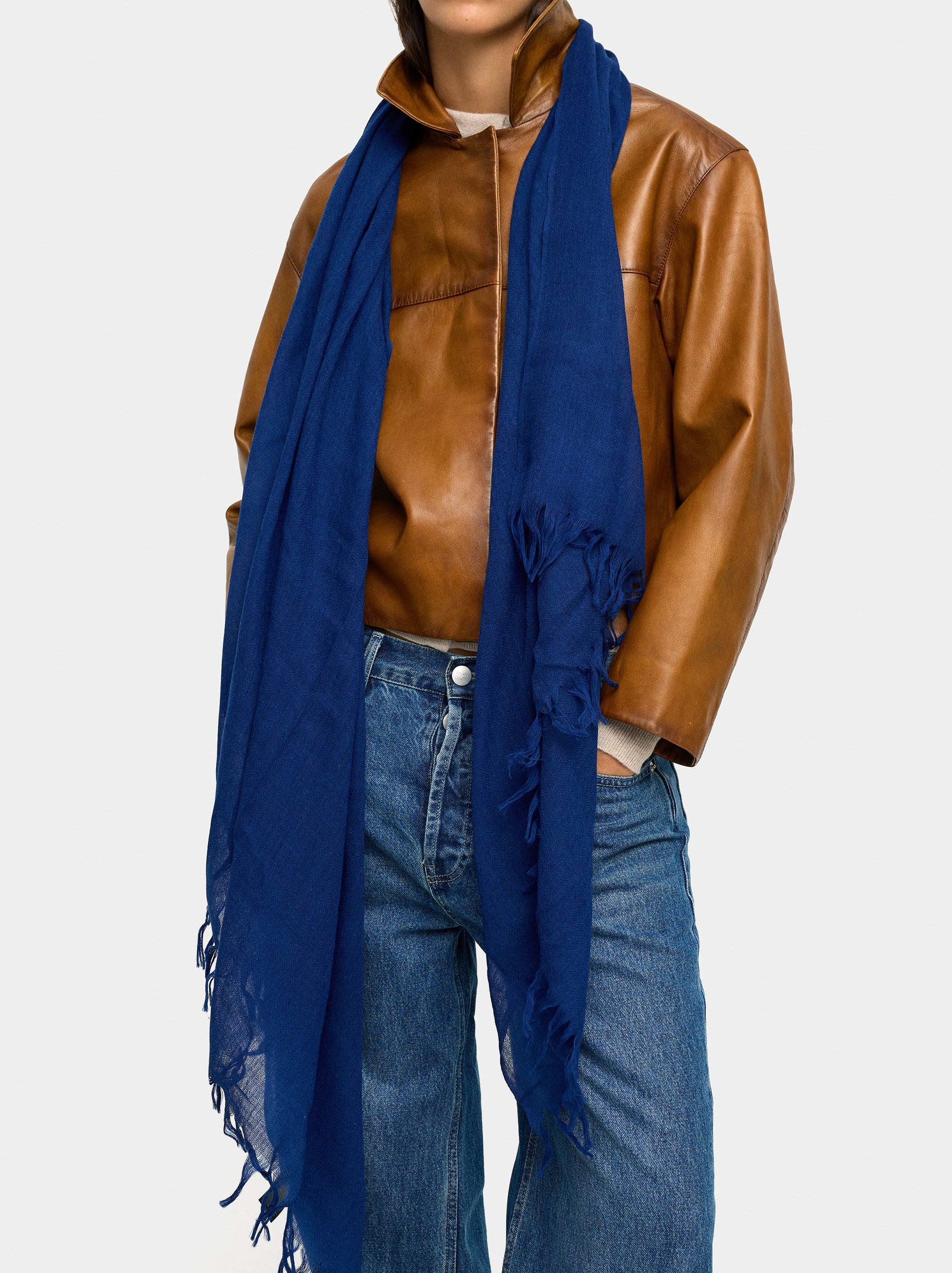 Pashmina De Lana Con Flecos