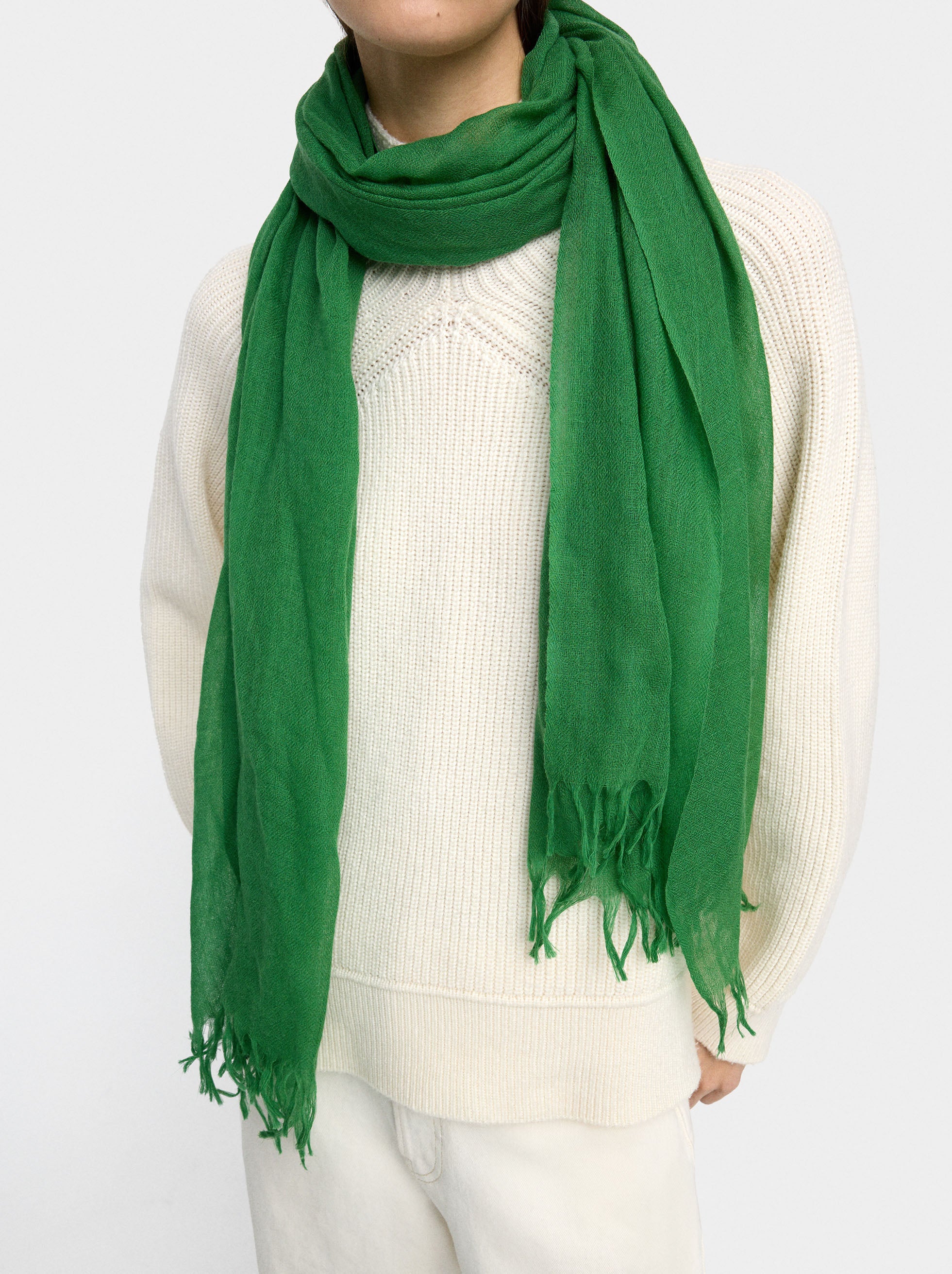 Pashmina De Lana Con Flecos
