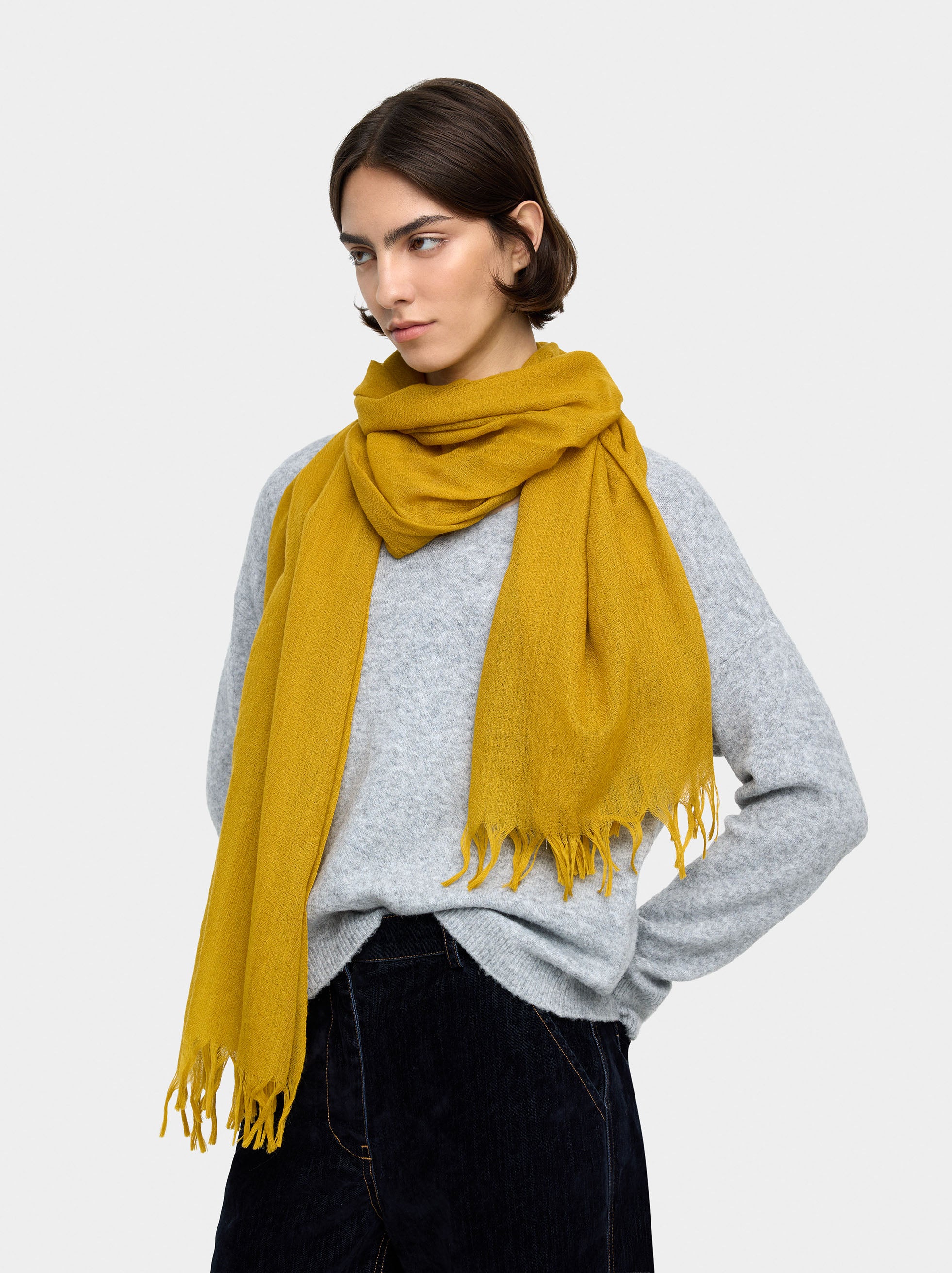 Pashmina De Lana Con Flecos