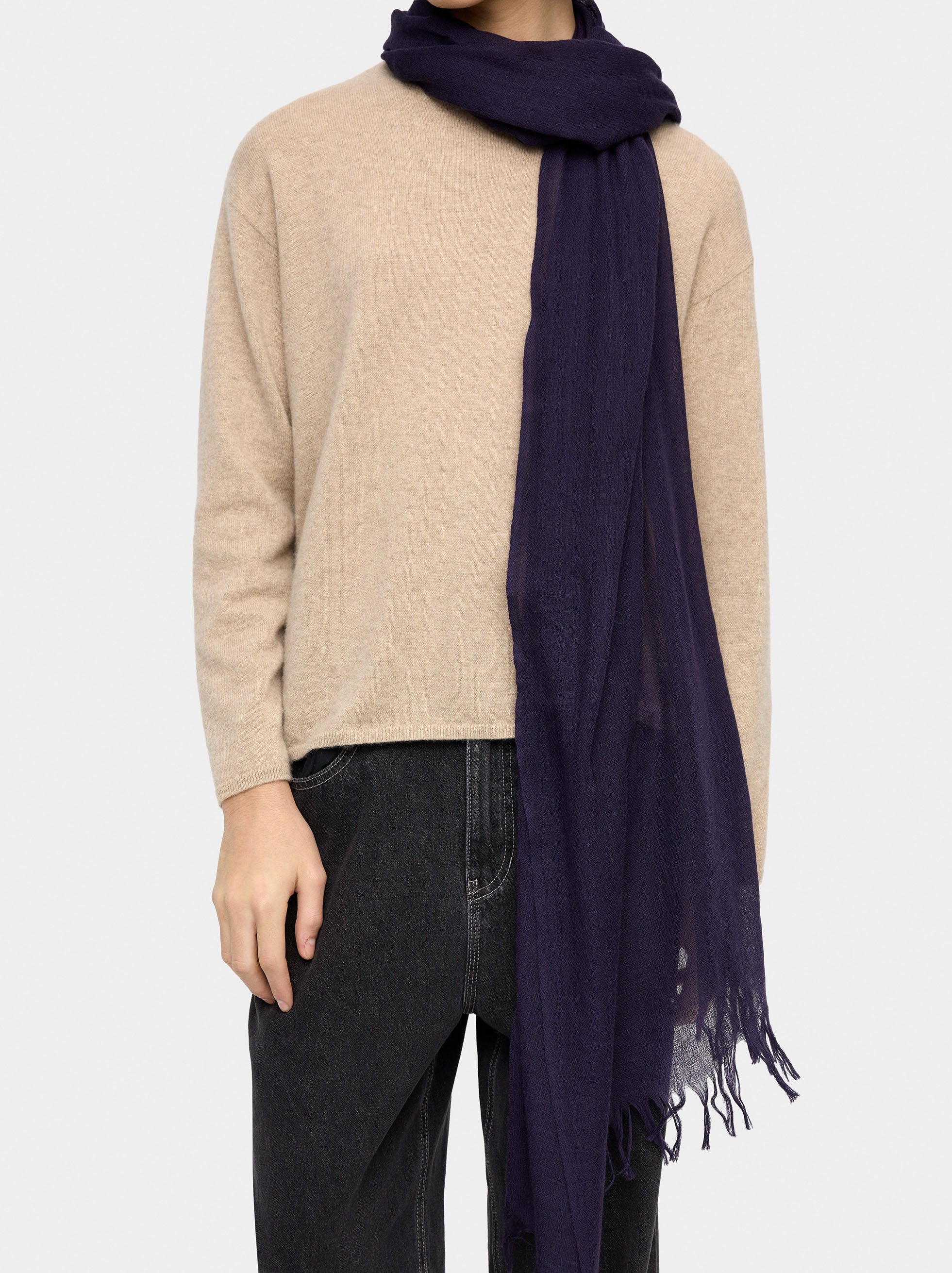 Pashmina De Lana Con Flecos