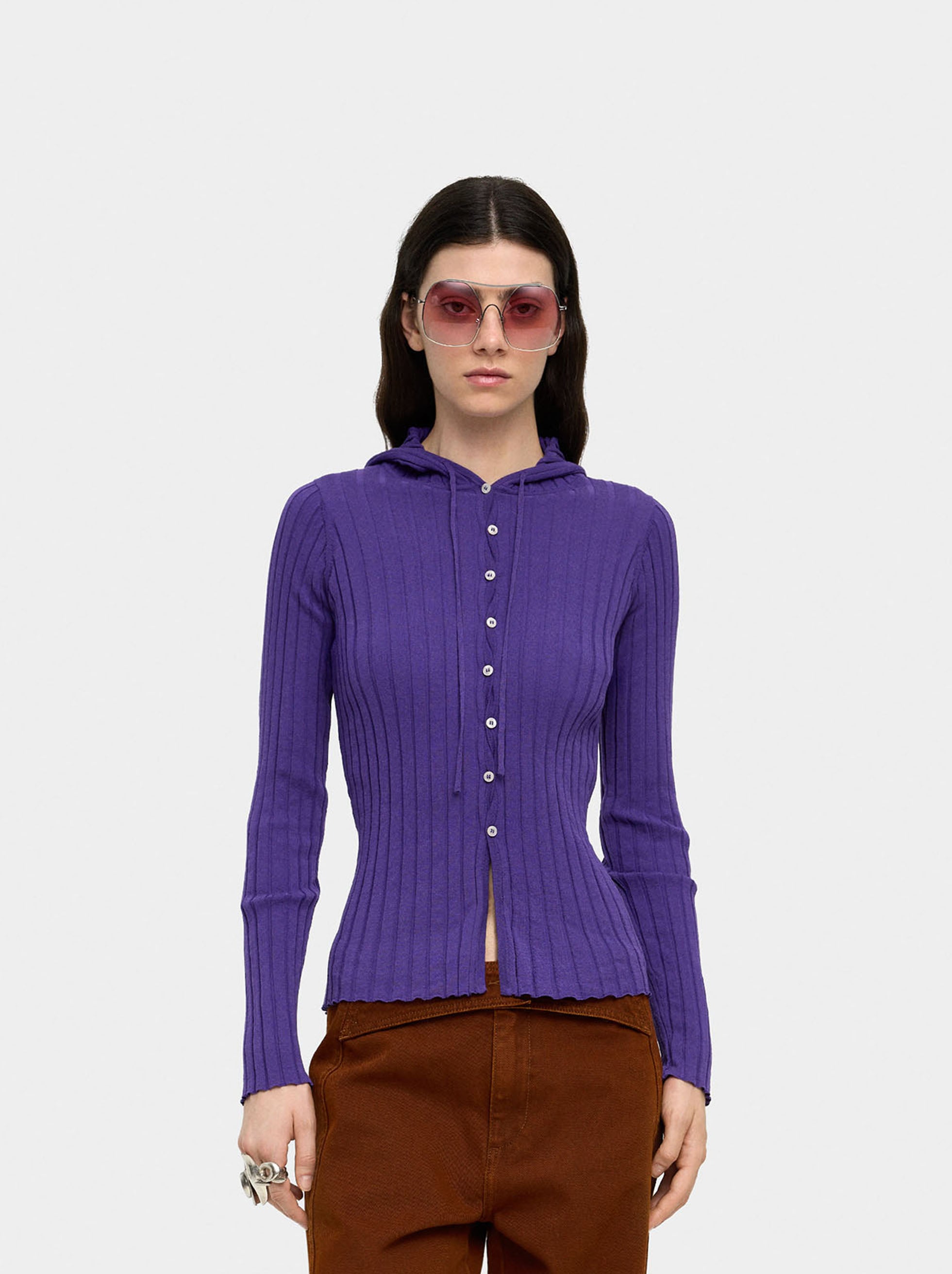 Jersey De Punto Con Capucha