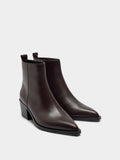Botines De Piel Tacón Ancho