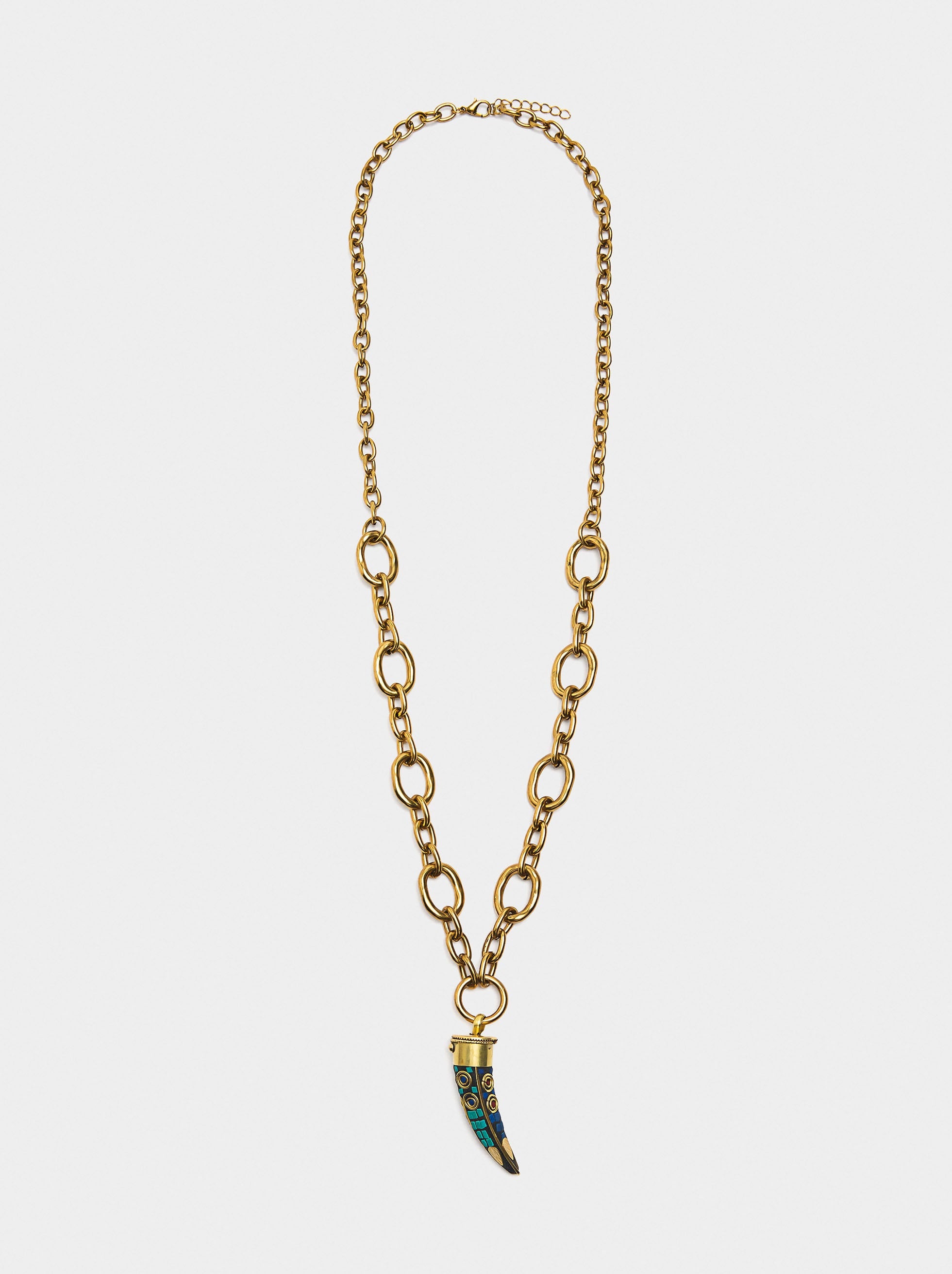 Collar Largo De Eslabones Con Colgante