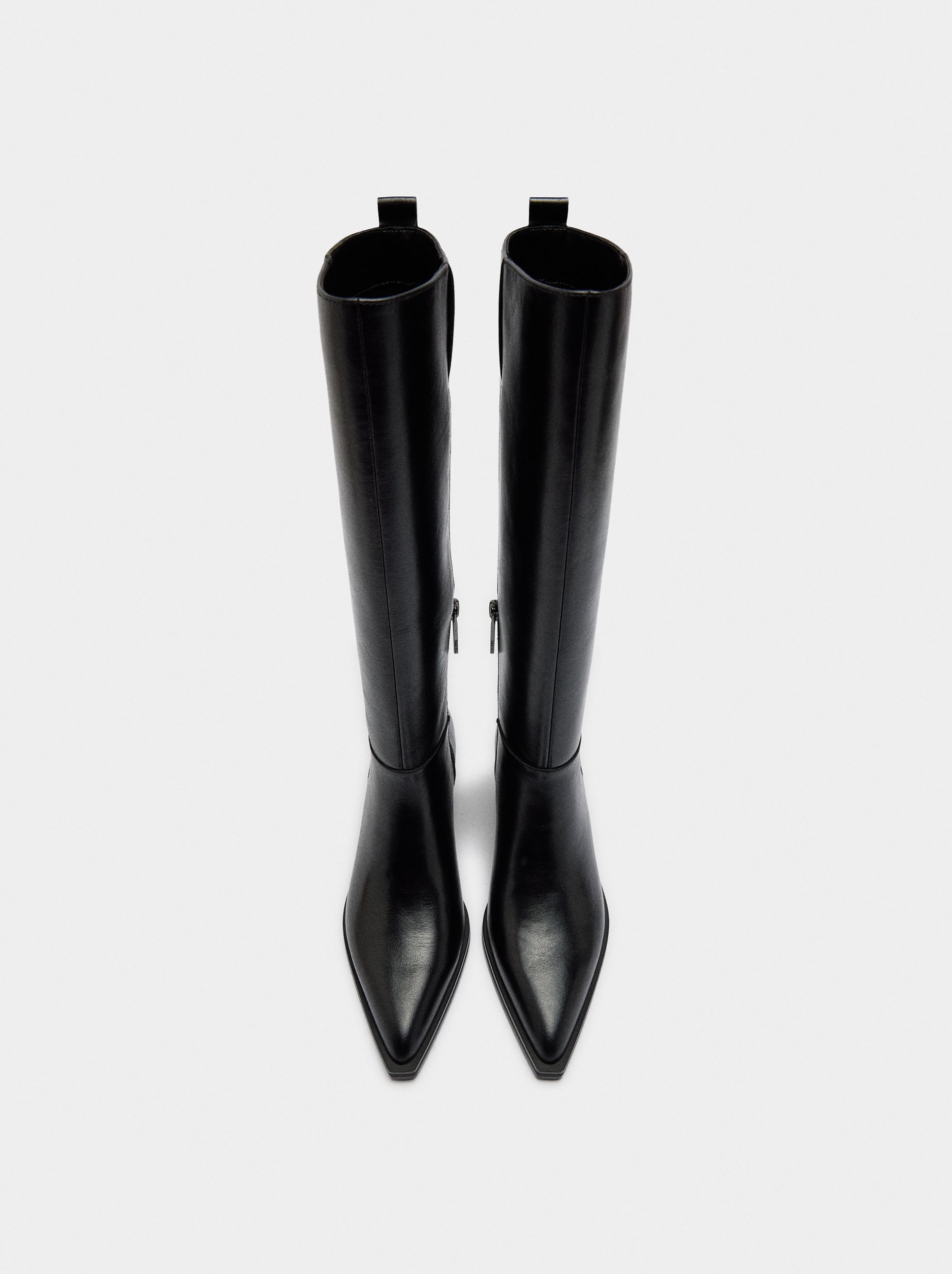 Botas Altas De Piel Con Tacón