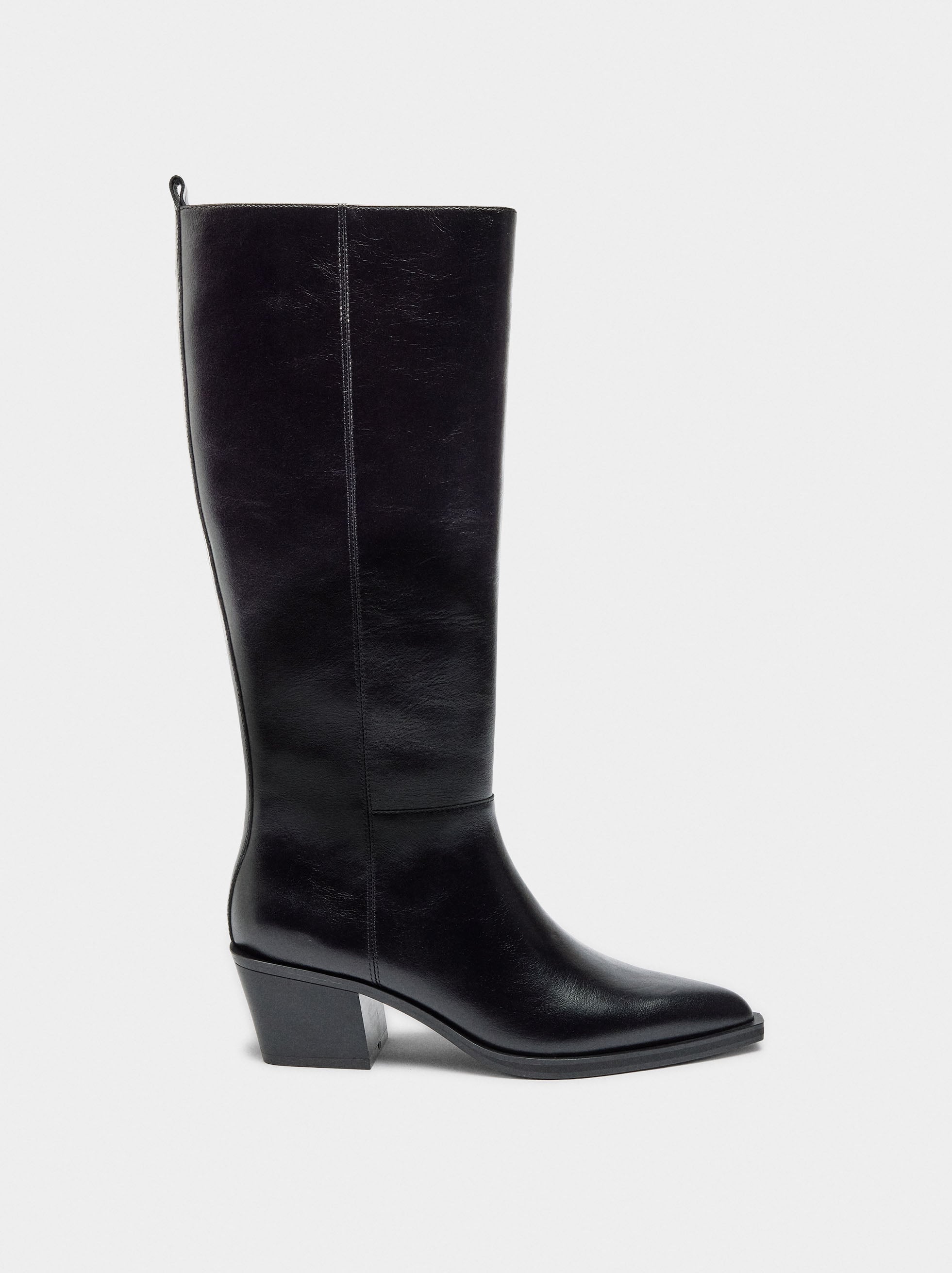 Botas Altas De Piel Con Tacón