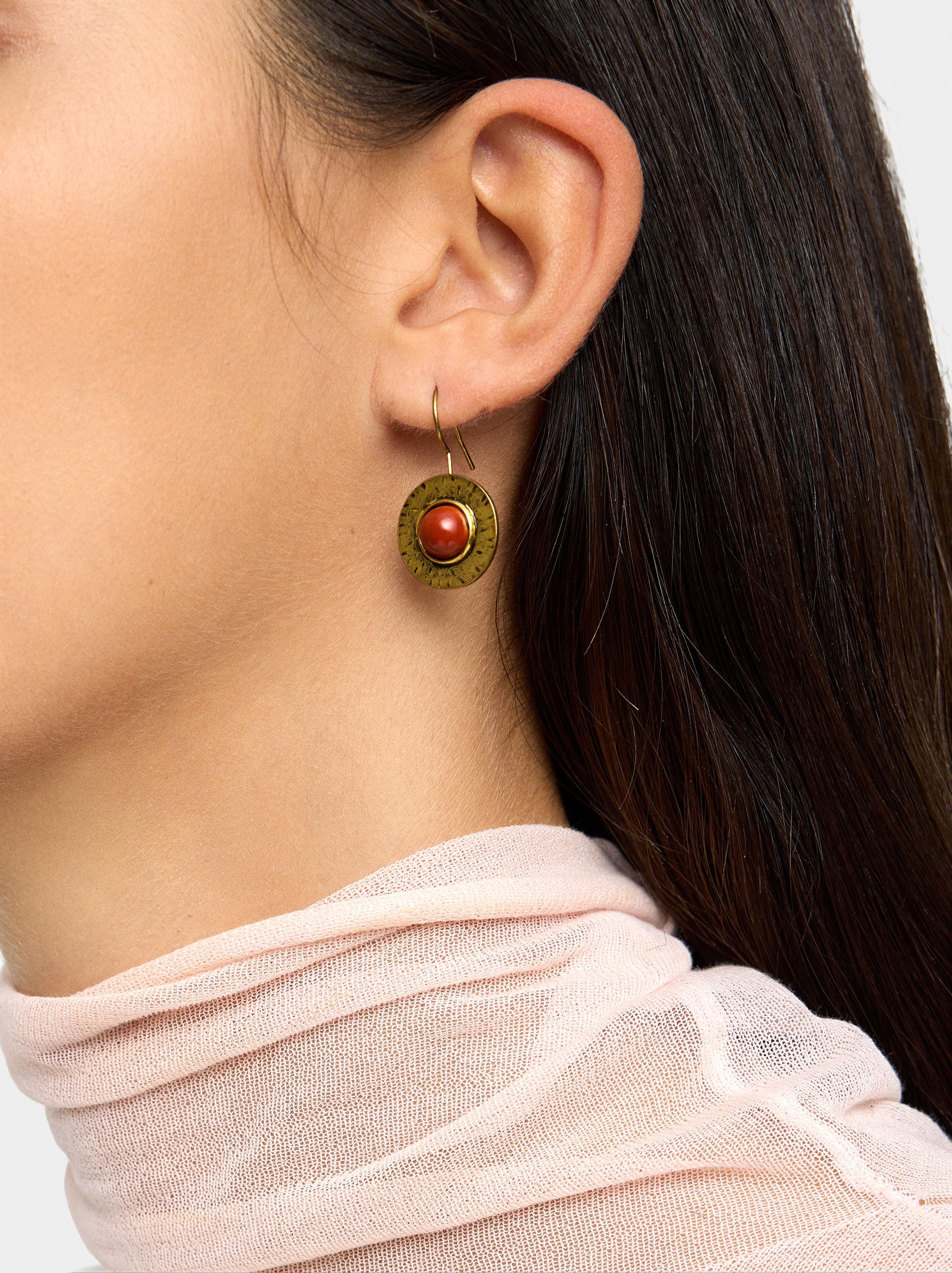 Pendientes Redondos Con Piedra