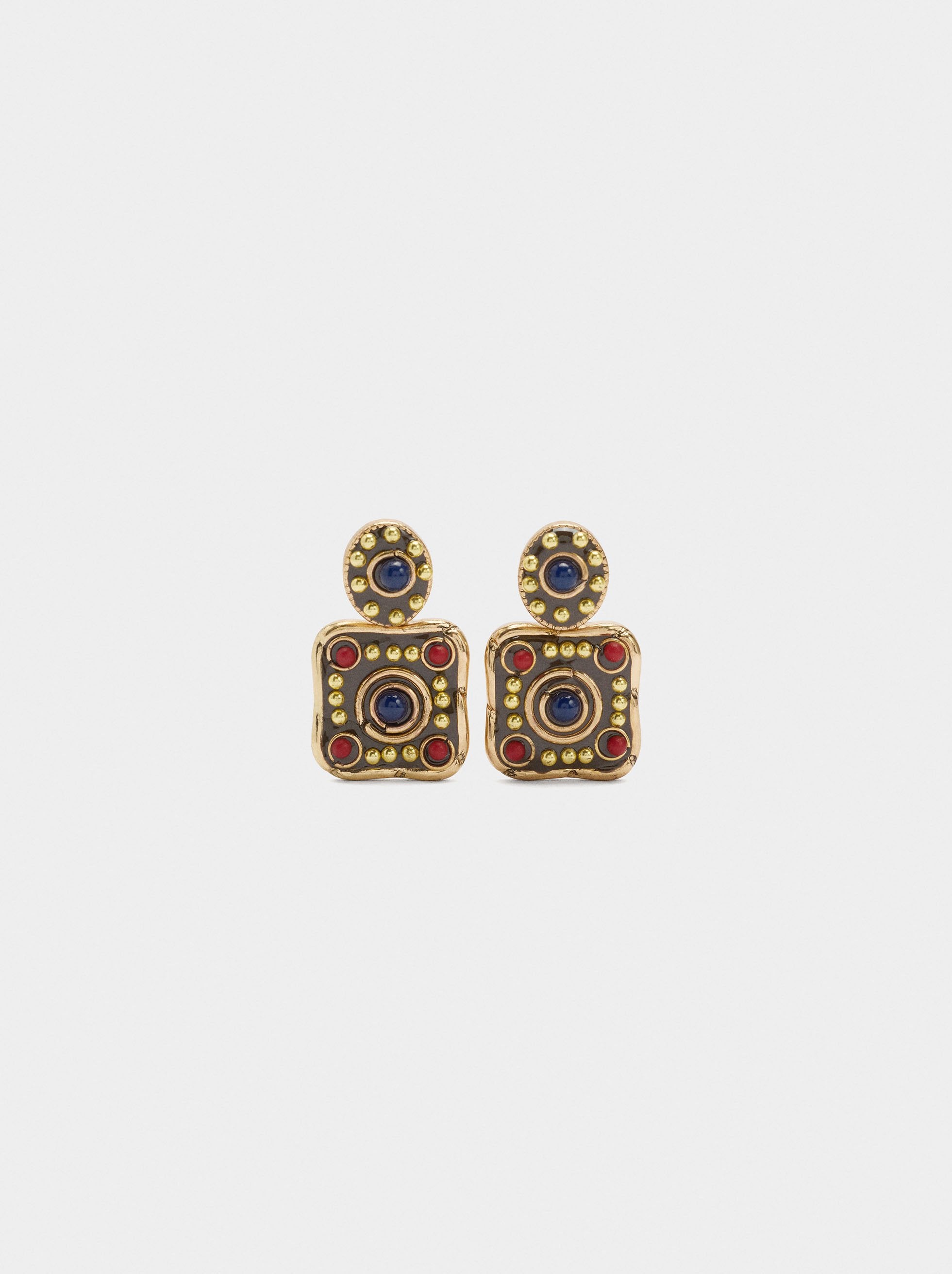 Pendientes Cuadrados Con Detalles De Color