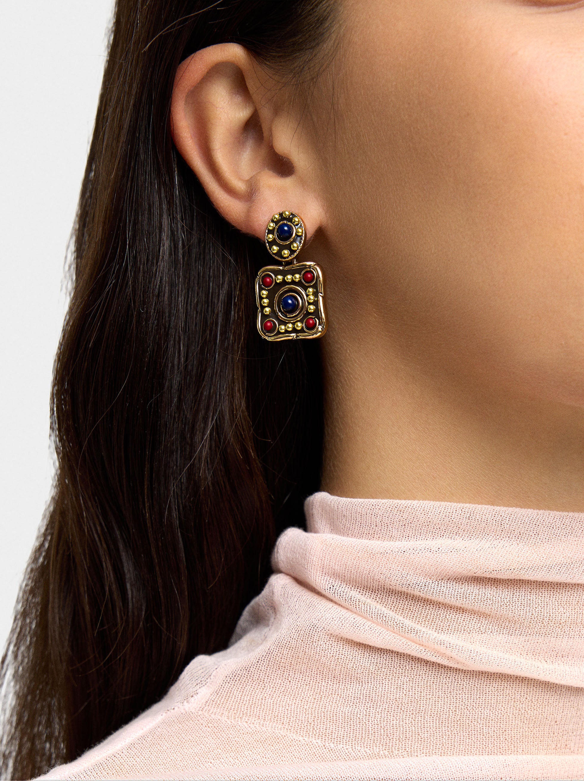 Pendientes Cuadrados Con Detalles De Color