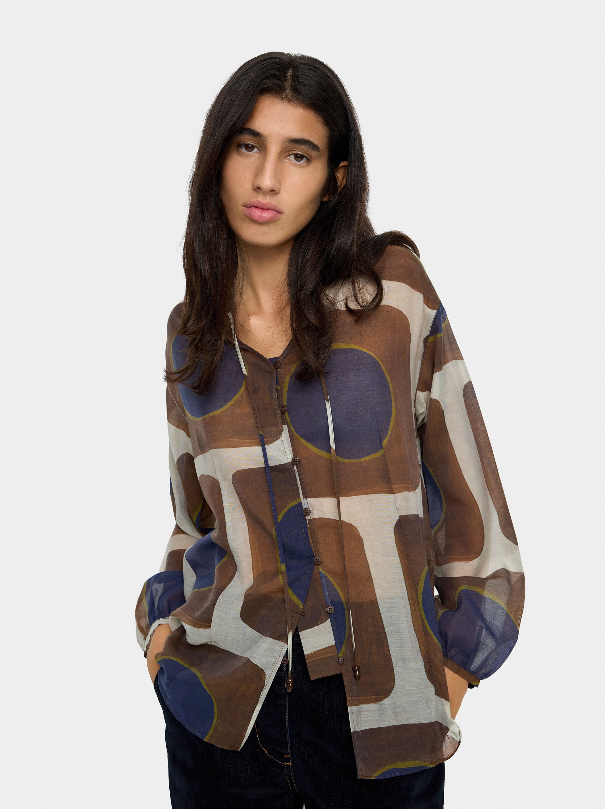 Blusa Estampada Semitransparente