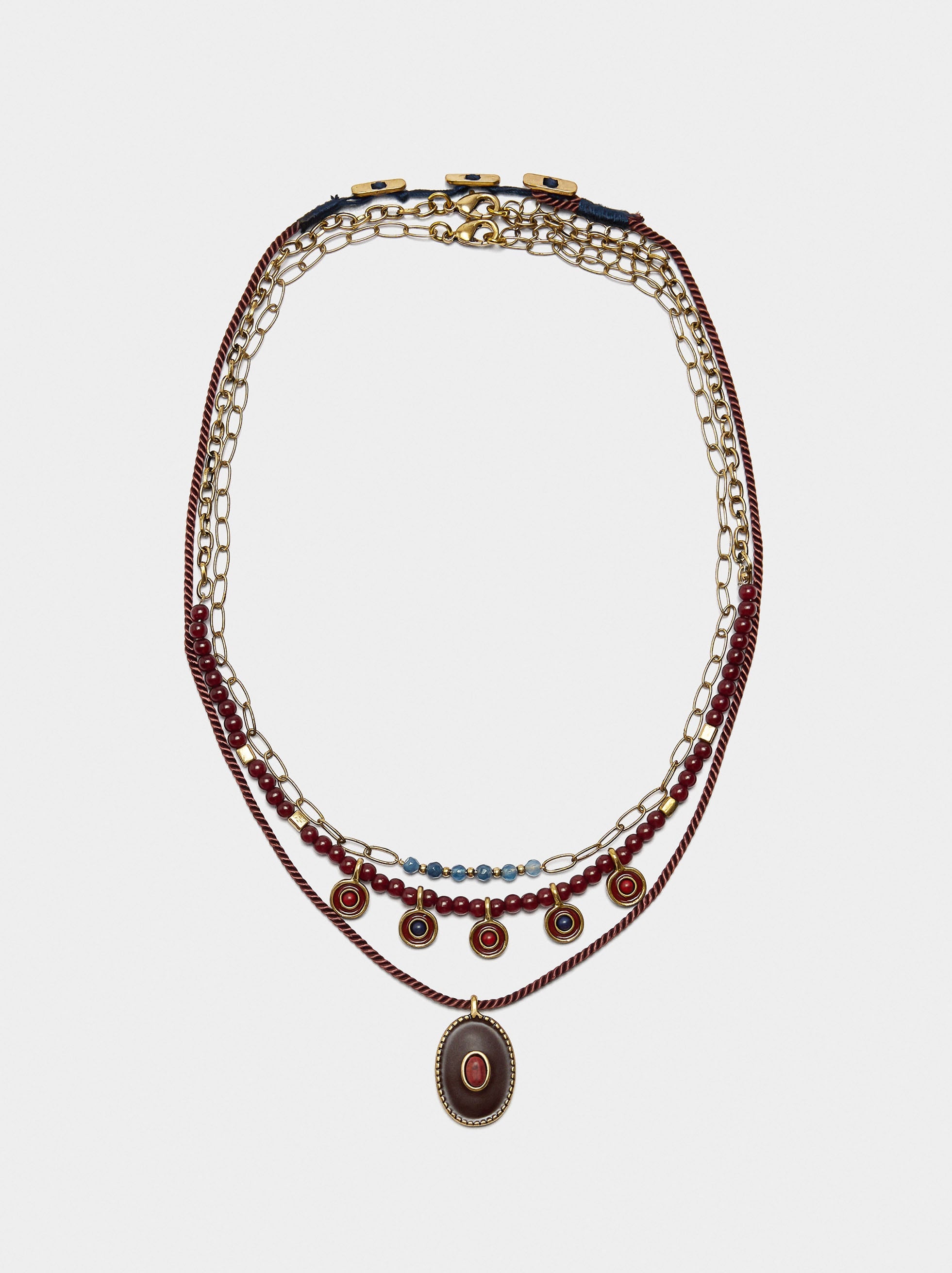 Set De Collares Cuentas De Piedra Y Resina