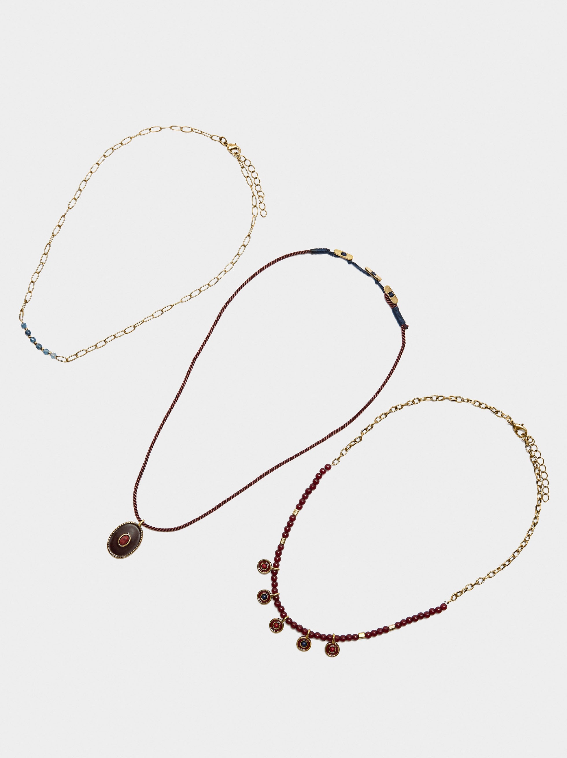 Set De Collares Cuentas De Piedra Y Resina