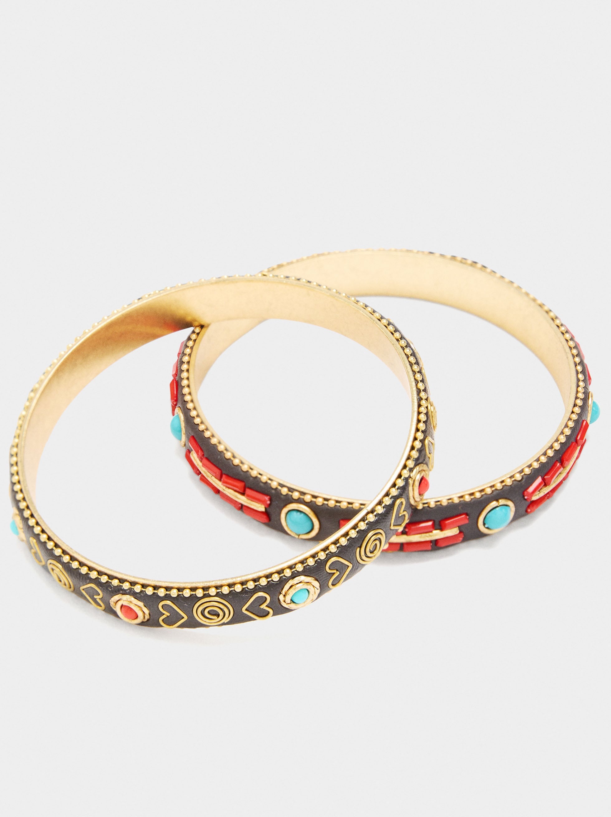 Set De Pulseras Rígidas Con Detalles De Color