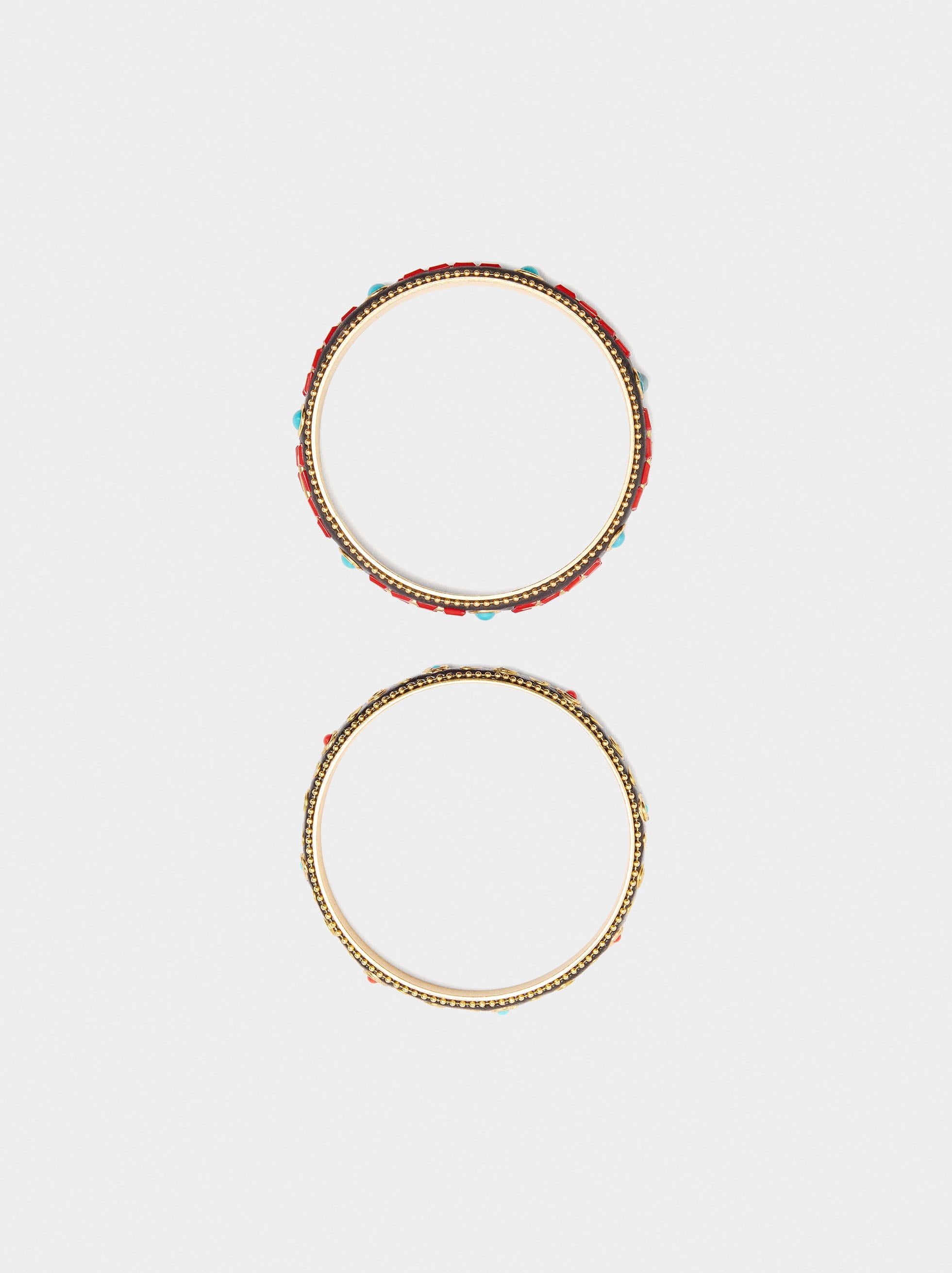 Set De Pulseras Rígidas Con Detalles De Color