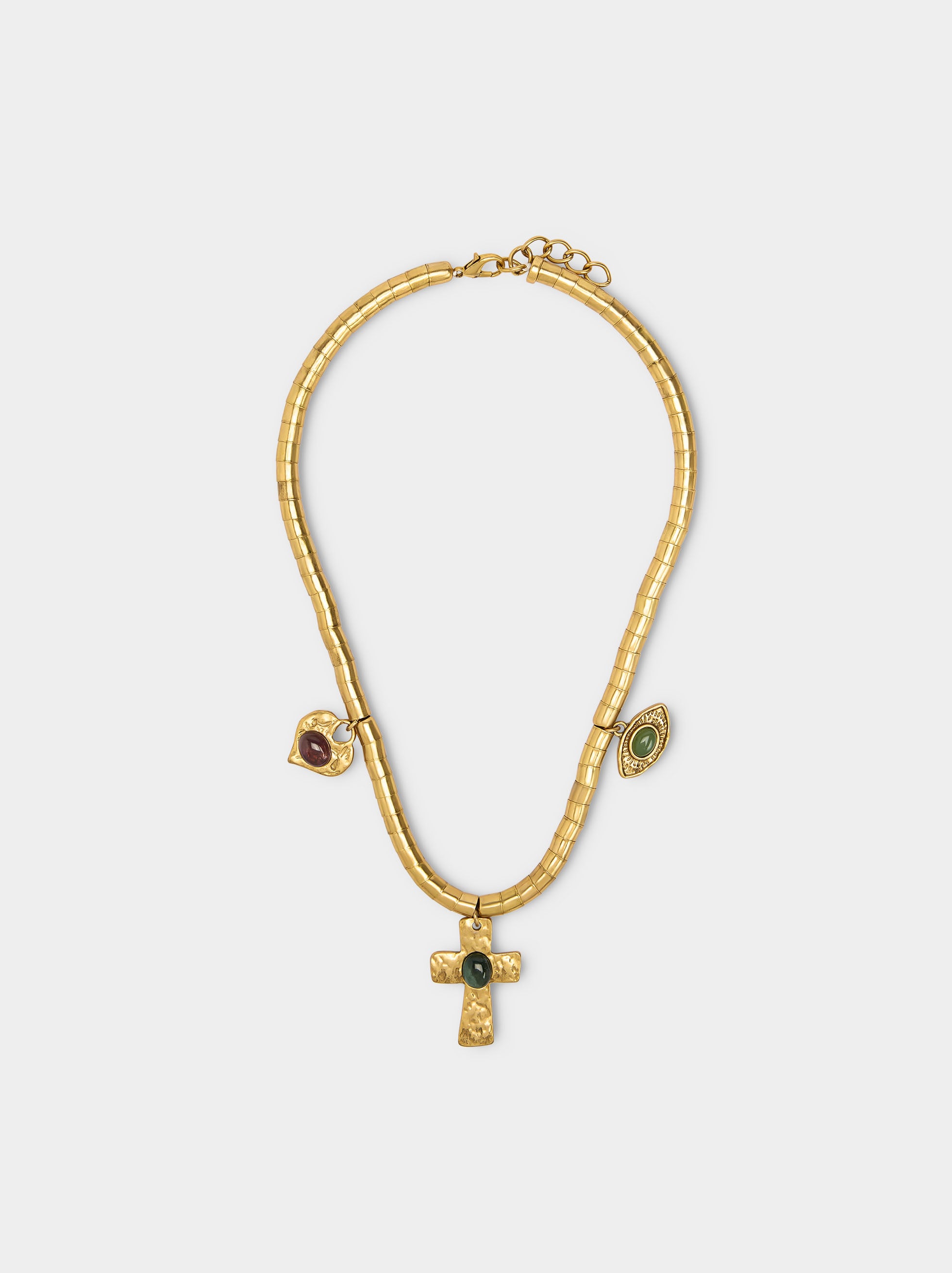 Collar Corto Con Colgantes De Piedras