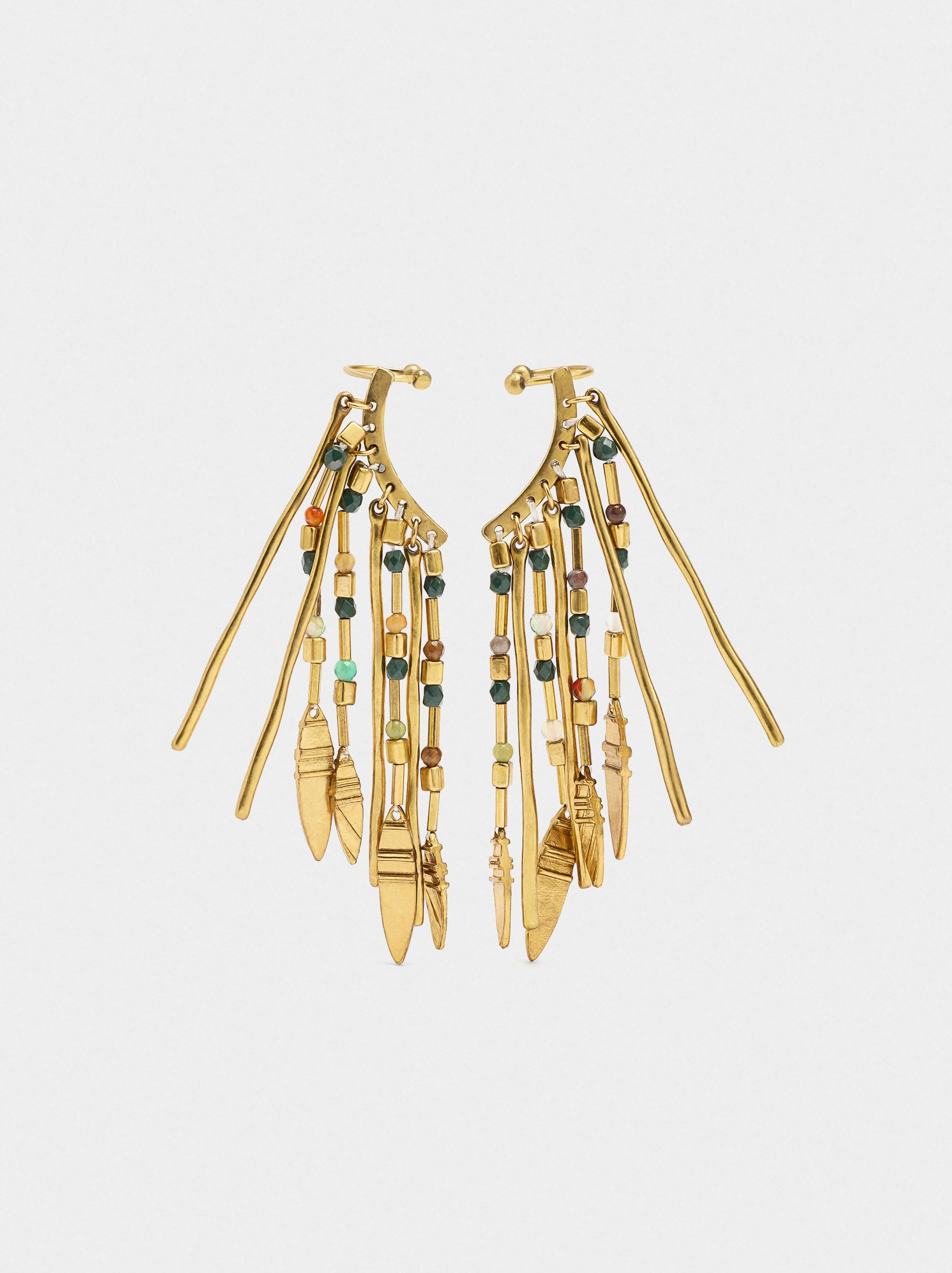 Pendientes Ear Jacket De Barras Y Piedras