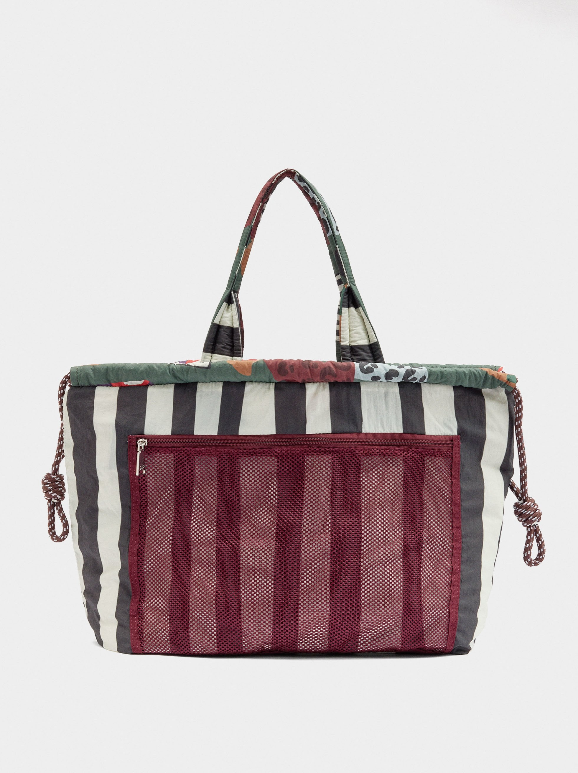 Bolso Shopper Estampado De Nylon Reversible