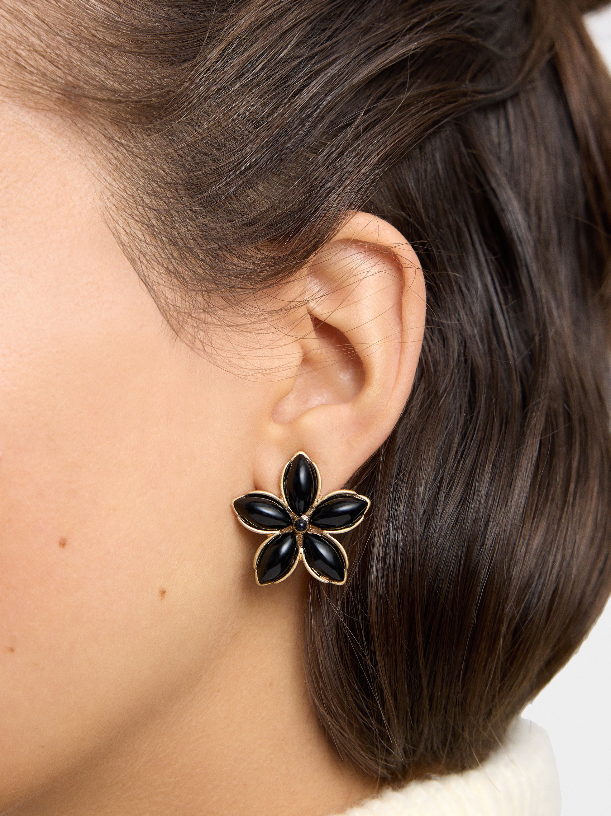 Pendientes Flor Con Resina
