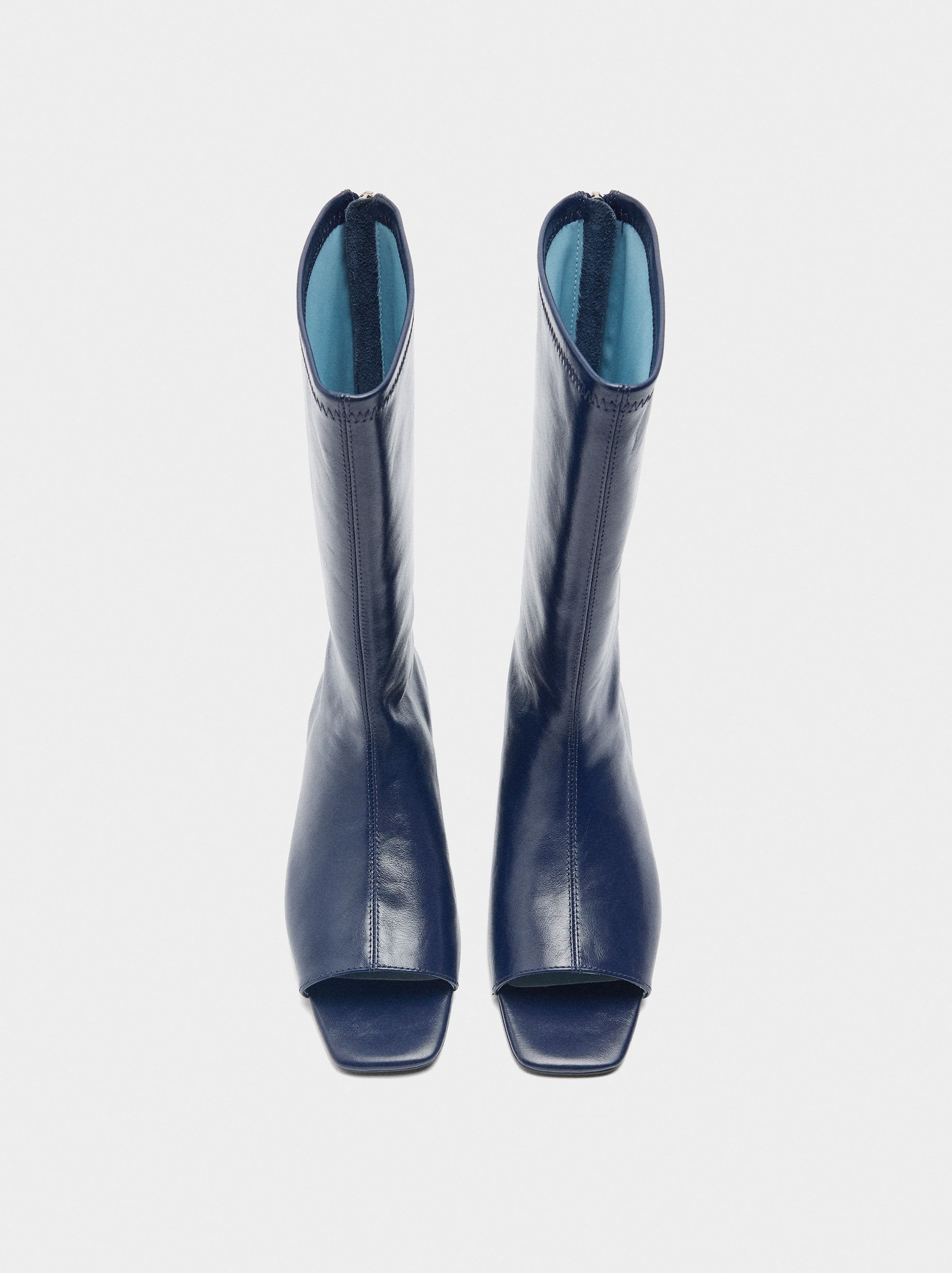 Botines De Piel Con Punta Abierta