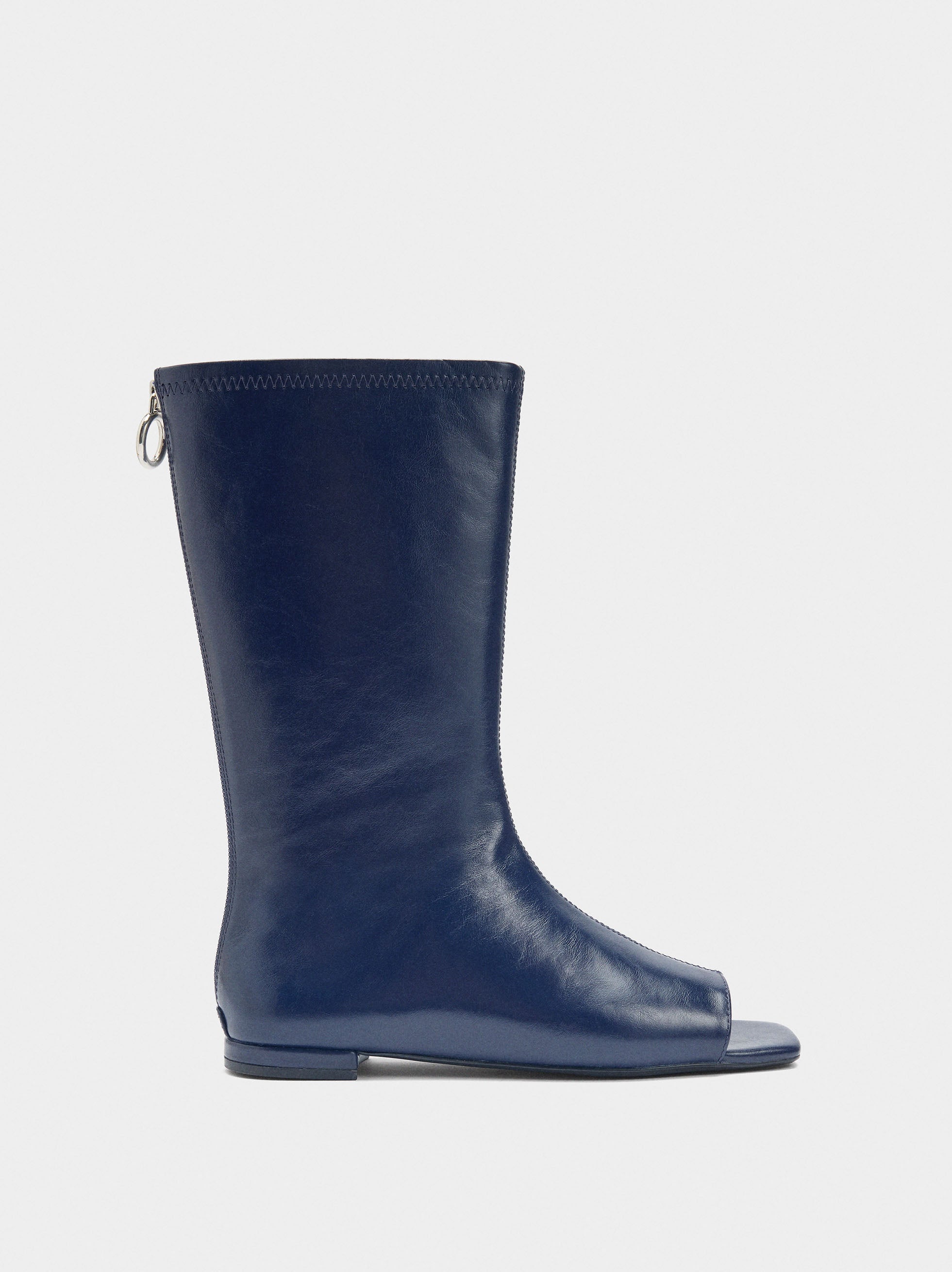 Botines De Piel Con Punta Abierta
