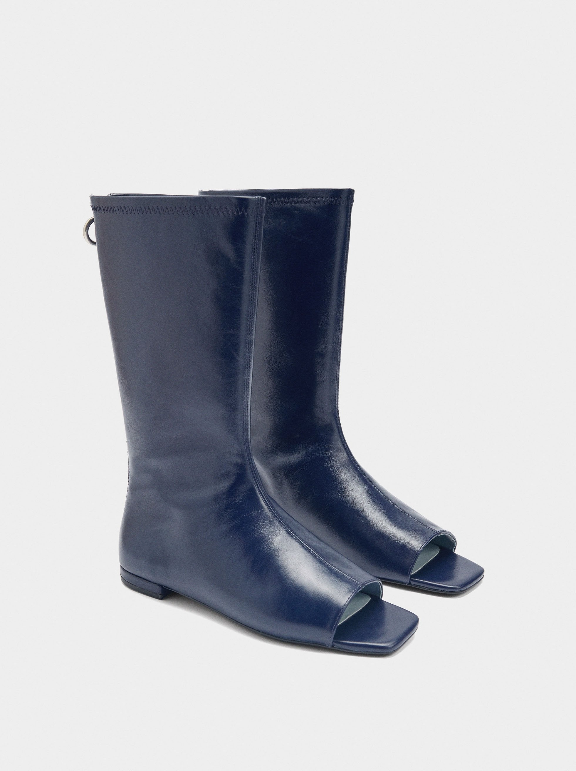 Botines De Piel Con Punta Abierta