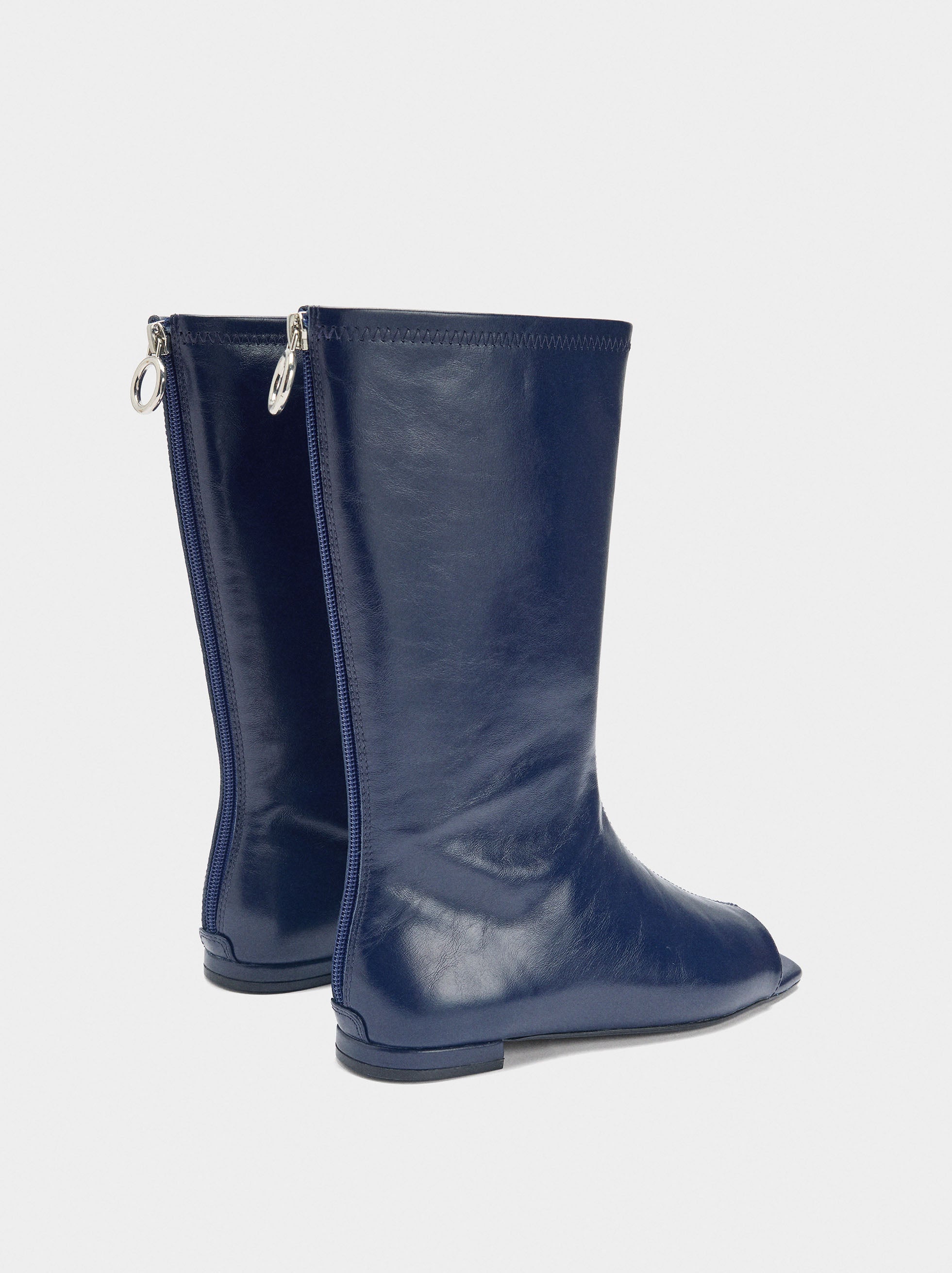 Botines De Piel Con Punta Abierta