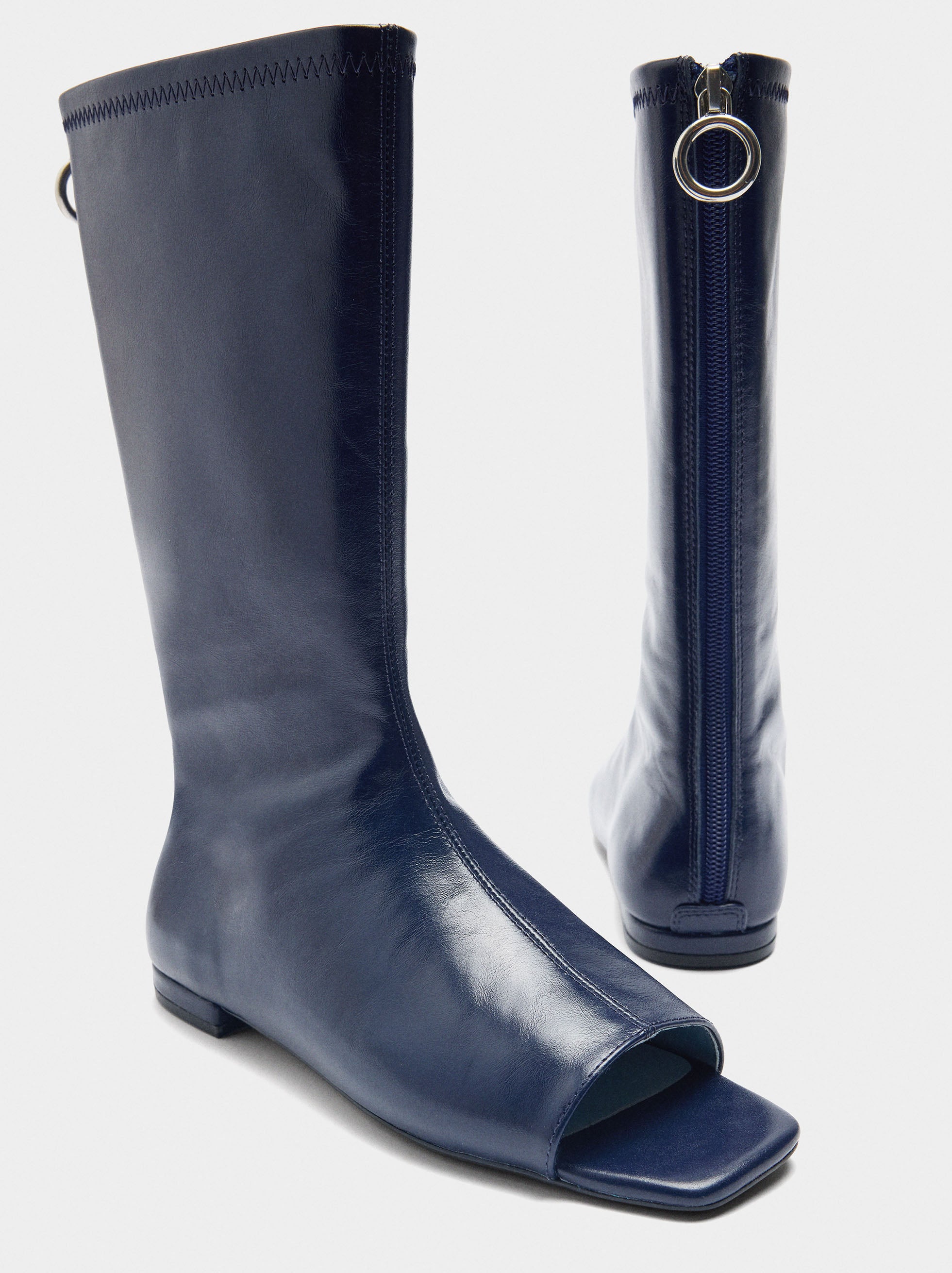 Botines De Piel Con Punta Abierta