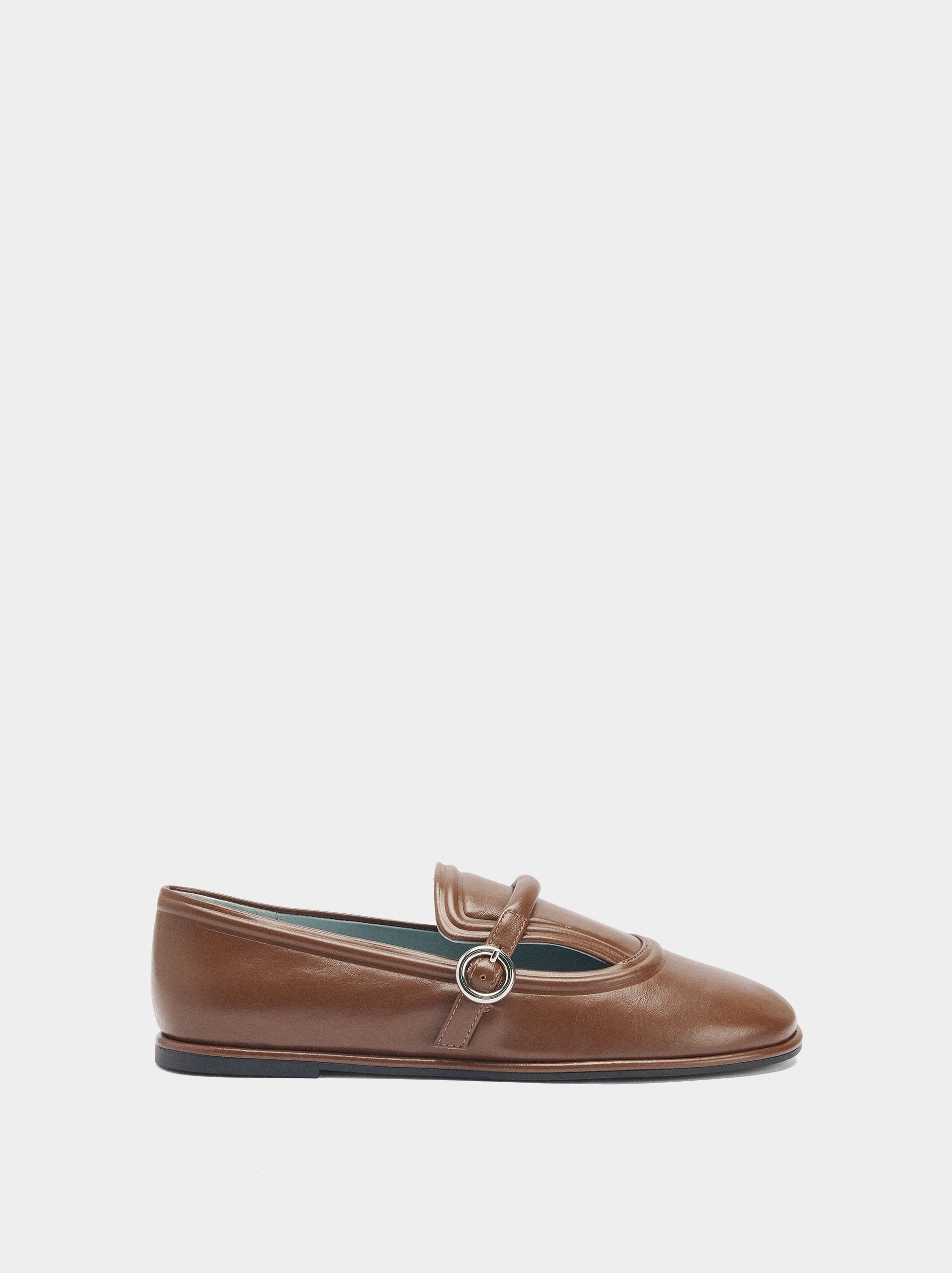 Zapatos Planos De Piel Con Hebilla